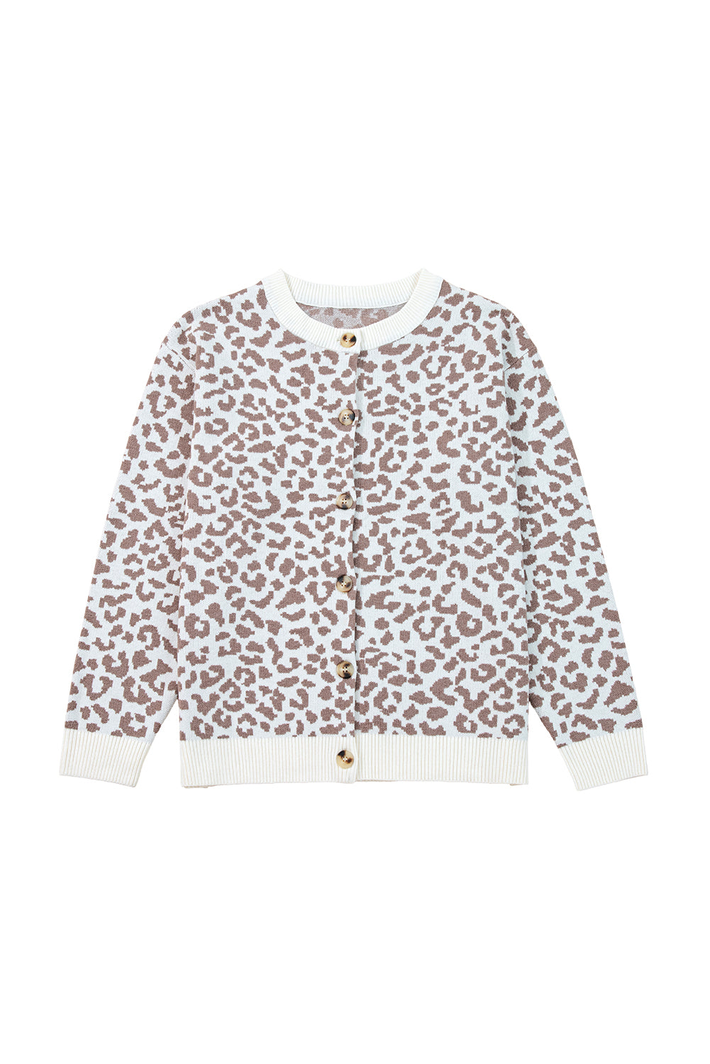 Black Leopard Drop Shoulder Knitted Cardigan