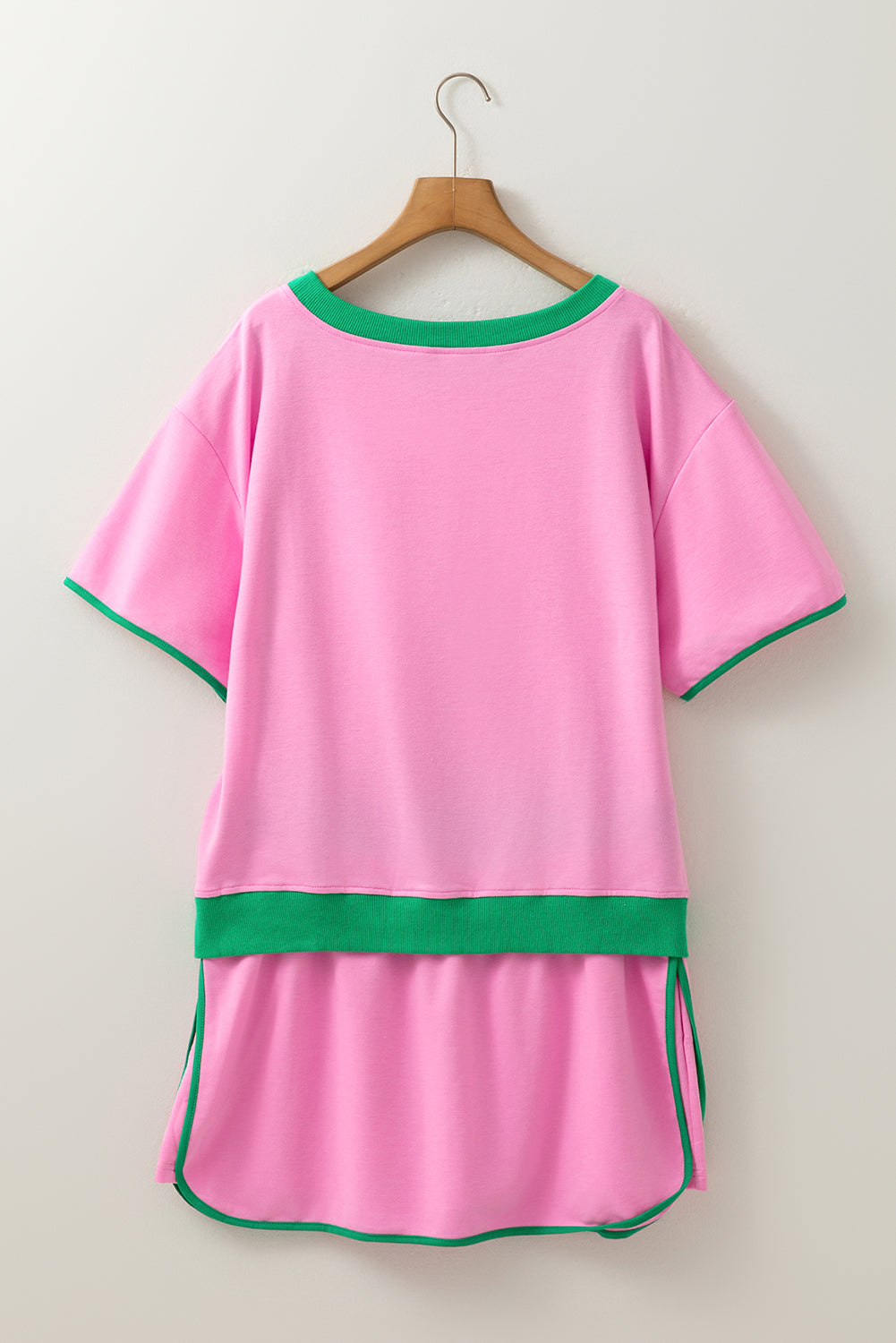 Turquoise Plus Size Contrast Trim T Shirt and Skort Two Piece Set