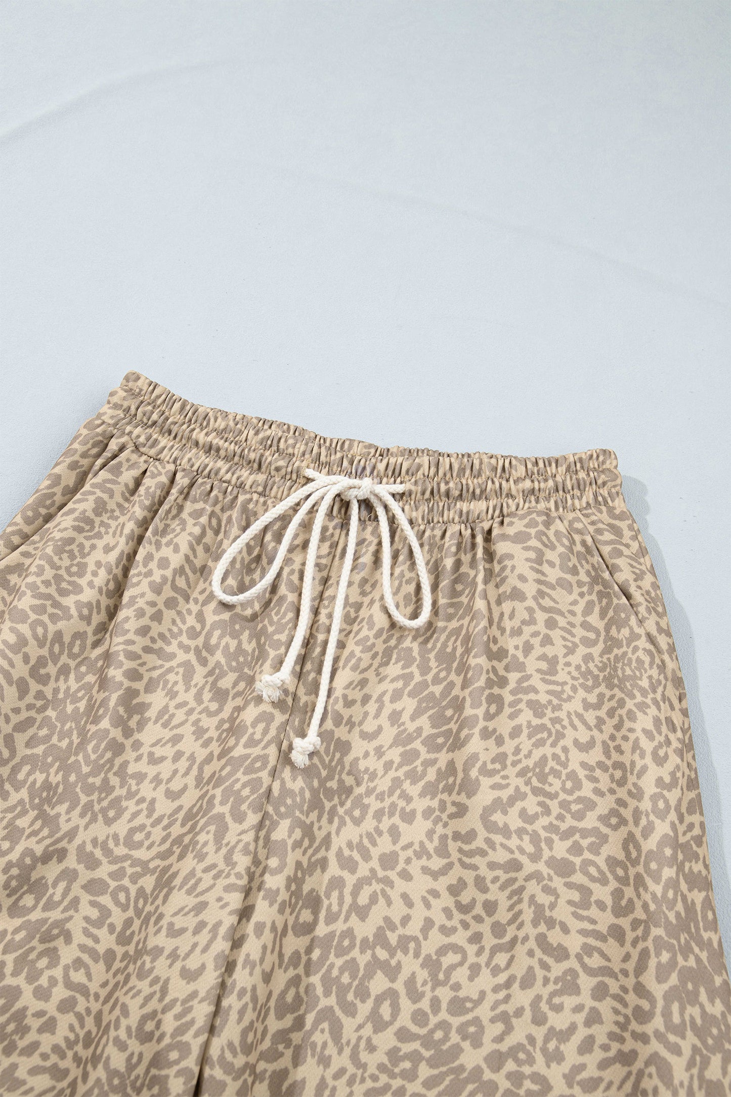 Khaki Leopard Star Print Long Sleeve Loose Casual Two Piece Pants Set