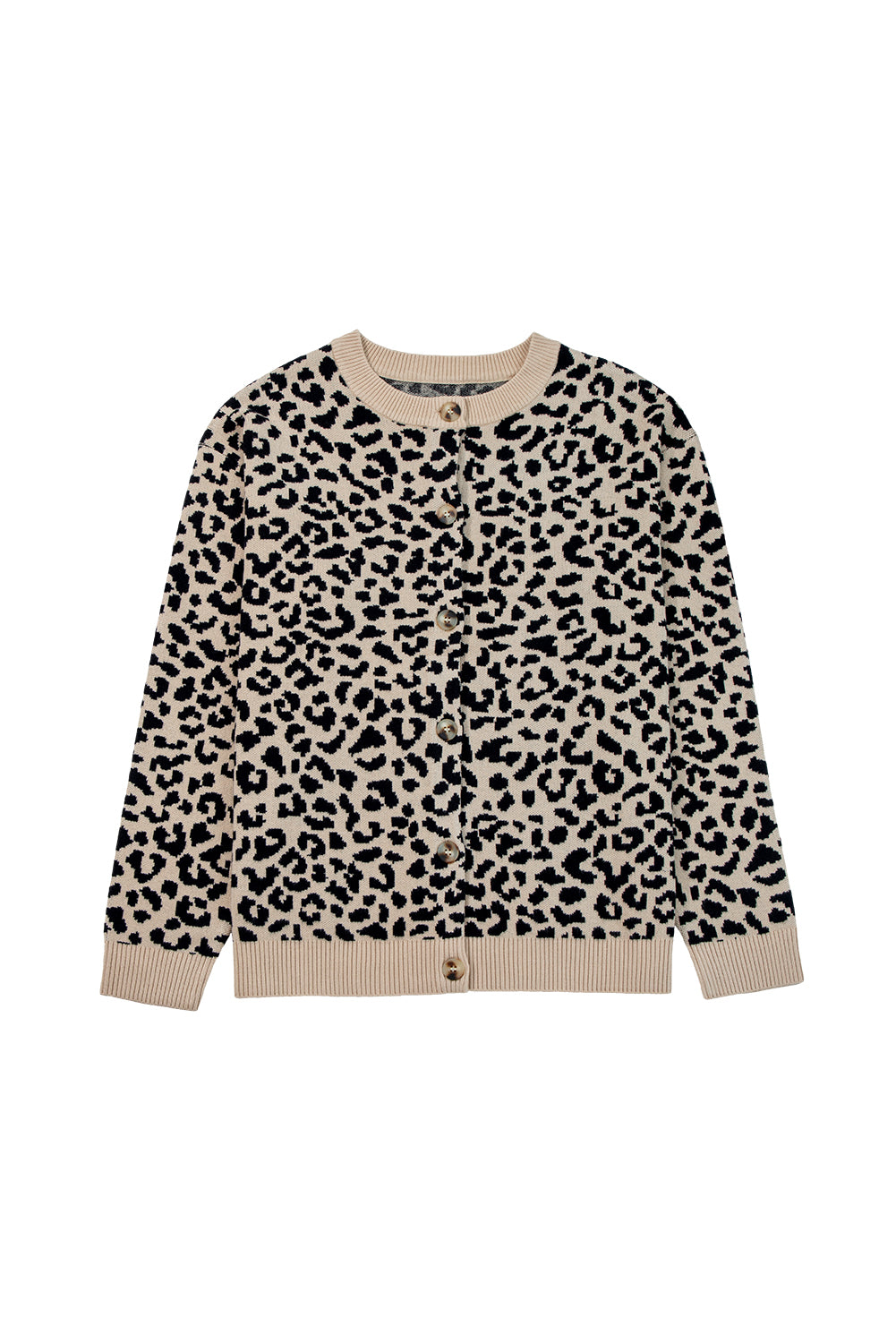 Black Leopard Drop Shoulder Knitted Cardigan