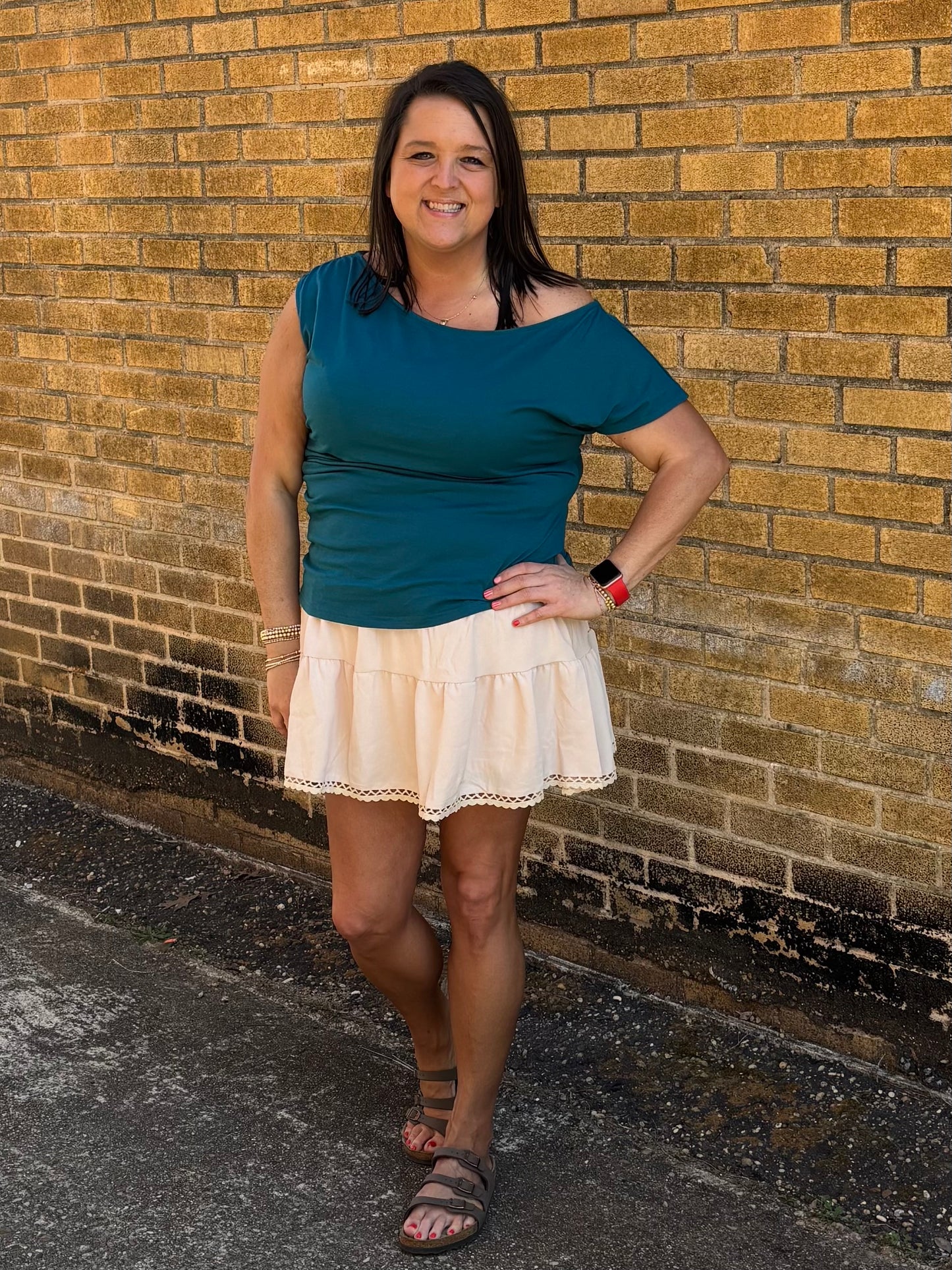 Plus Size Solid Color Asymmetric Neck Short Sleeve Blouse