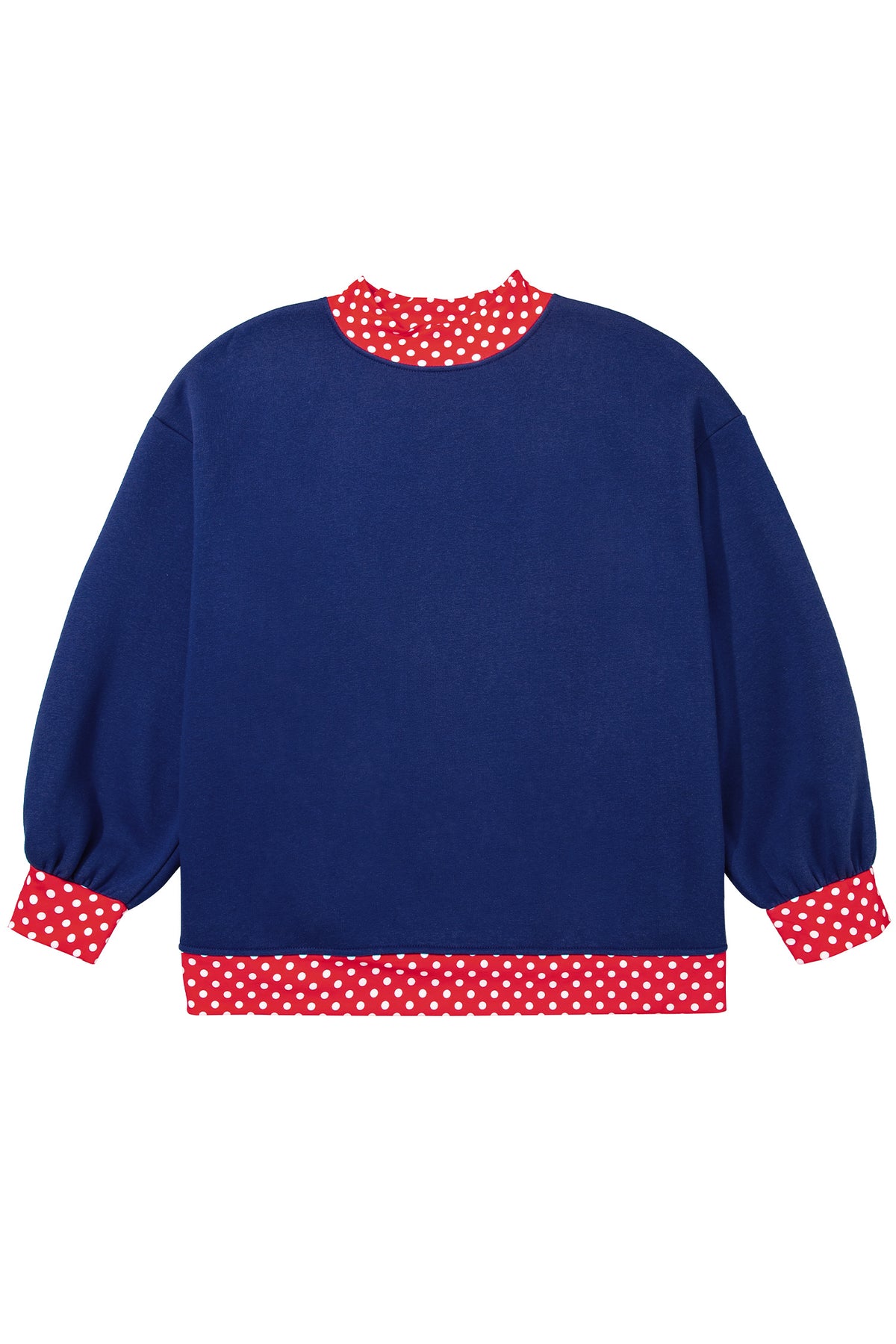 Dirty blue Polka Dot Patchwork Round Neck Plus Size Sweatshirt(does not come with the letters on it)