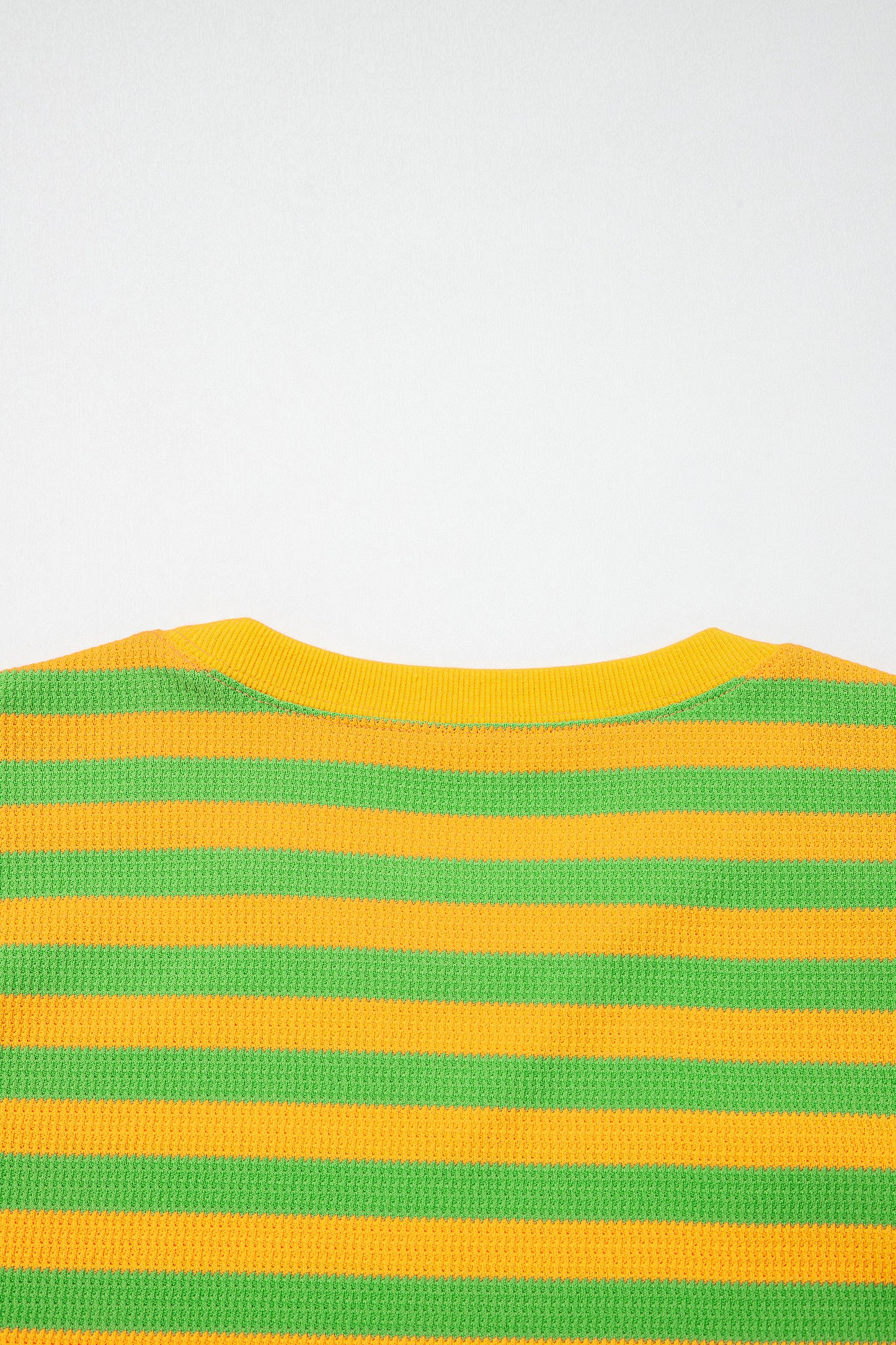 Yellow Stripe Puff Short Sleeve T Shirt Matching Shorts Set