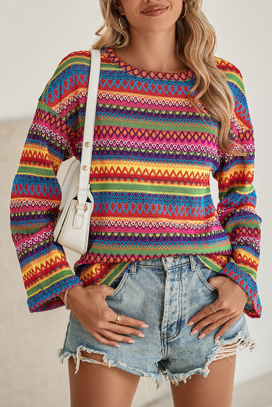 Multicolor Drop Shoulder Knit Top