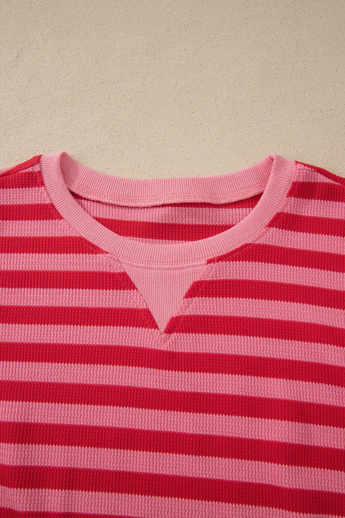 Red Stripe Puff Short Sleeve T Shirt Matching Shorts Set