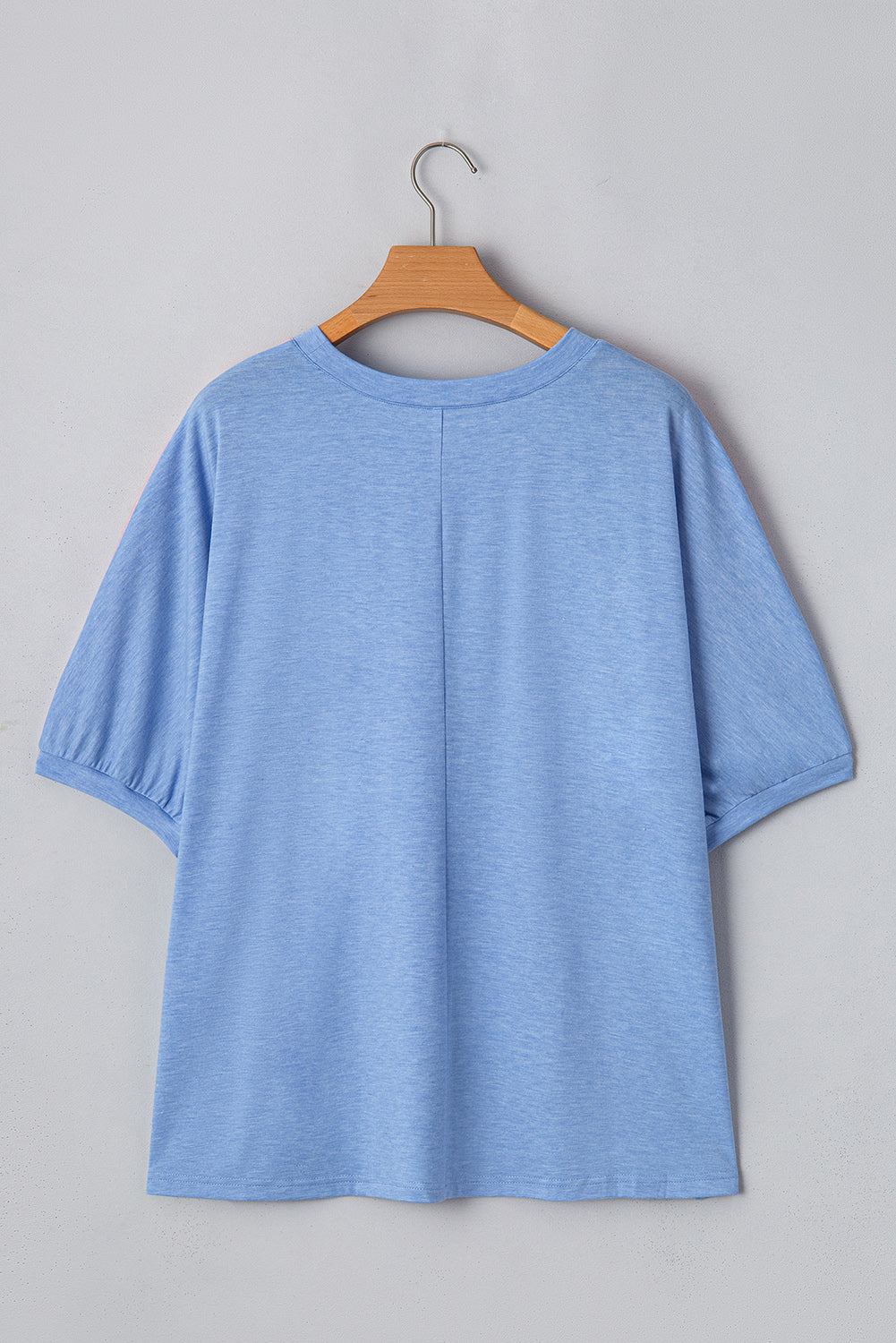 Sky Blue Leopard Print Colorblock Plus Size T Shirt