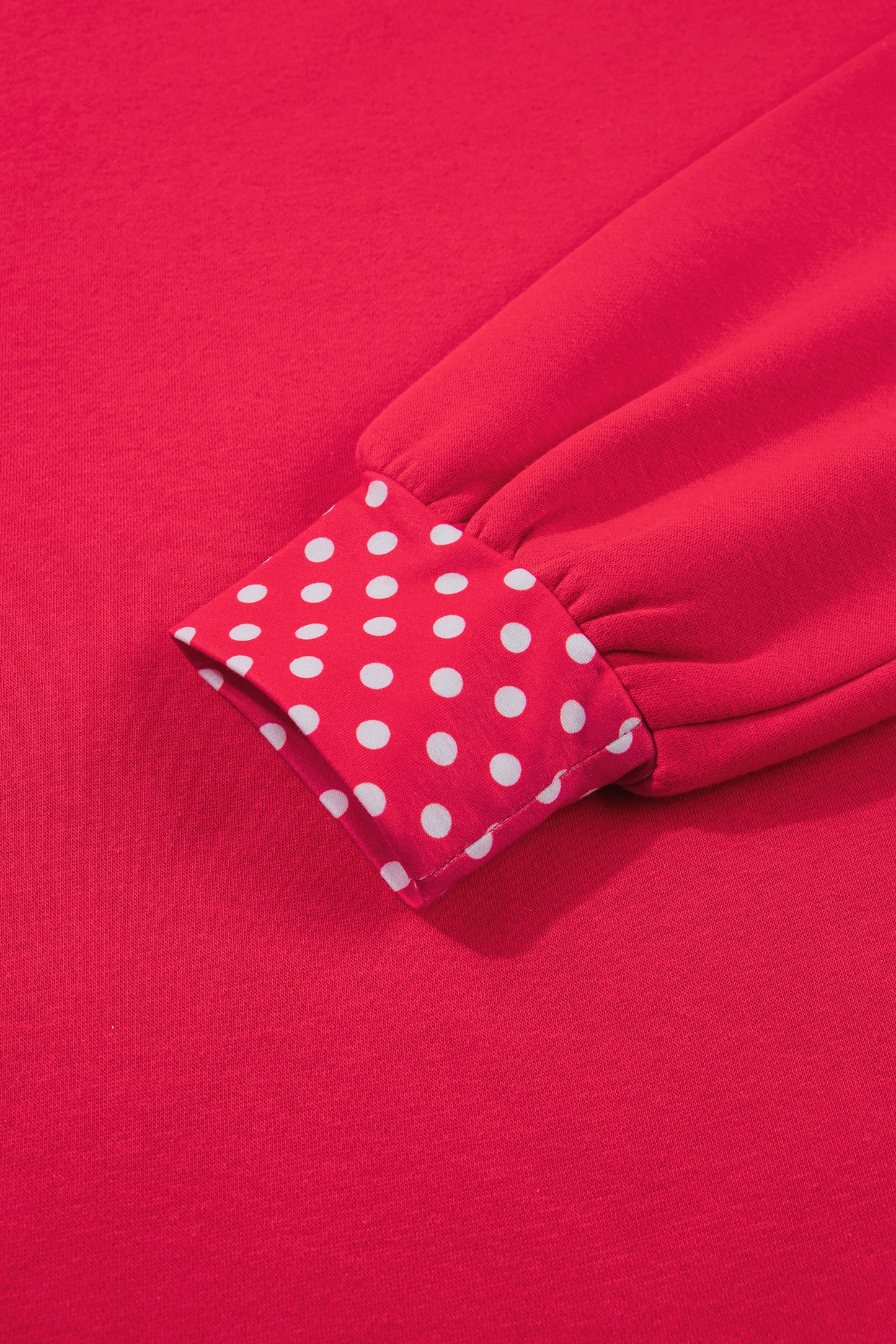 Red Colorblock Polka Dot Contrast Trim Oversized Sweatshirt