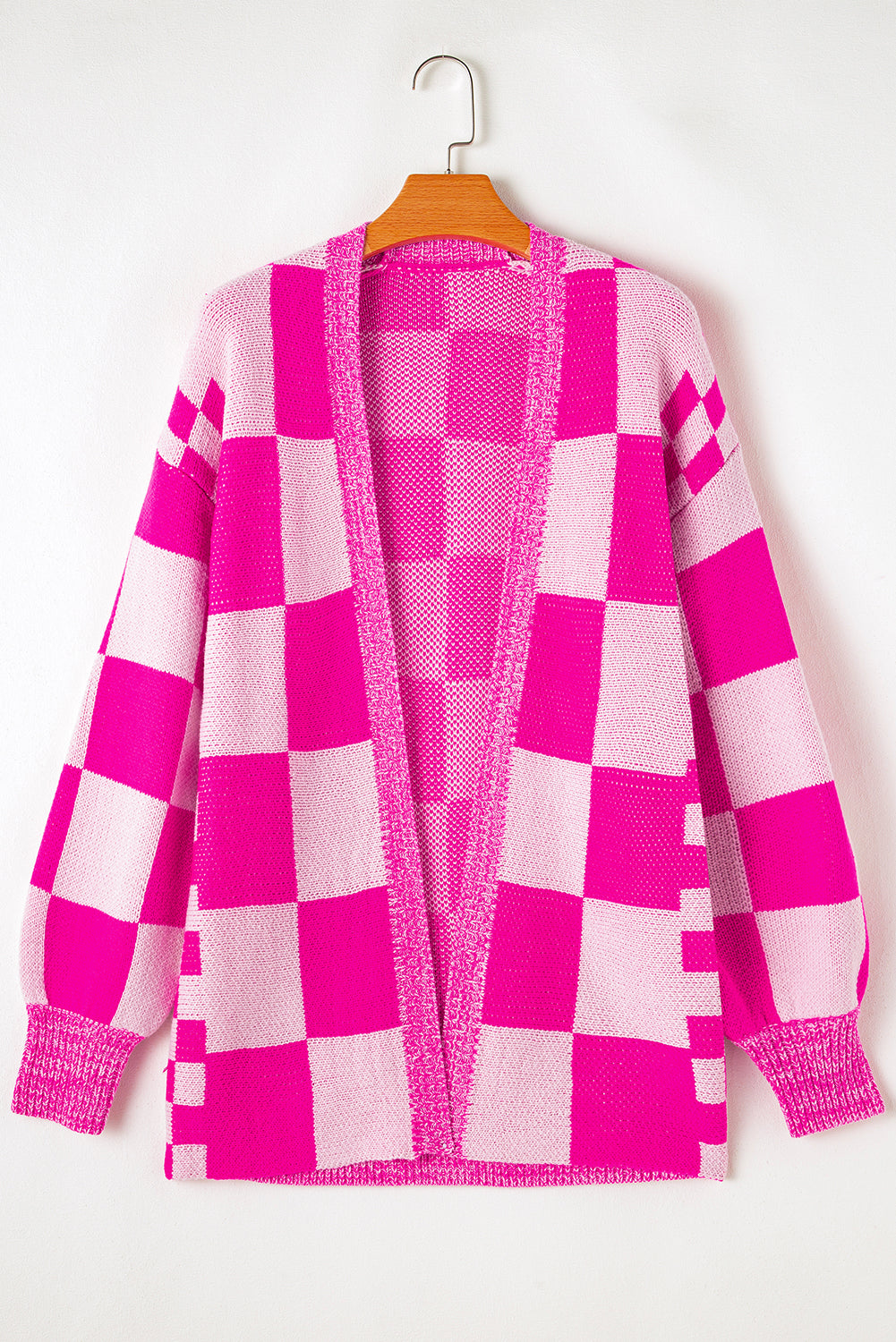 Pink Checkered Cardigan