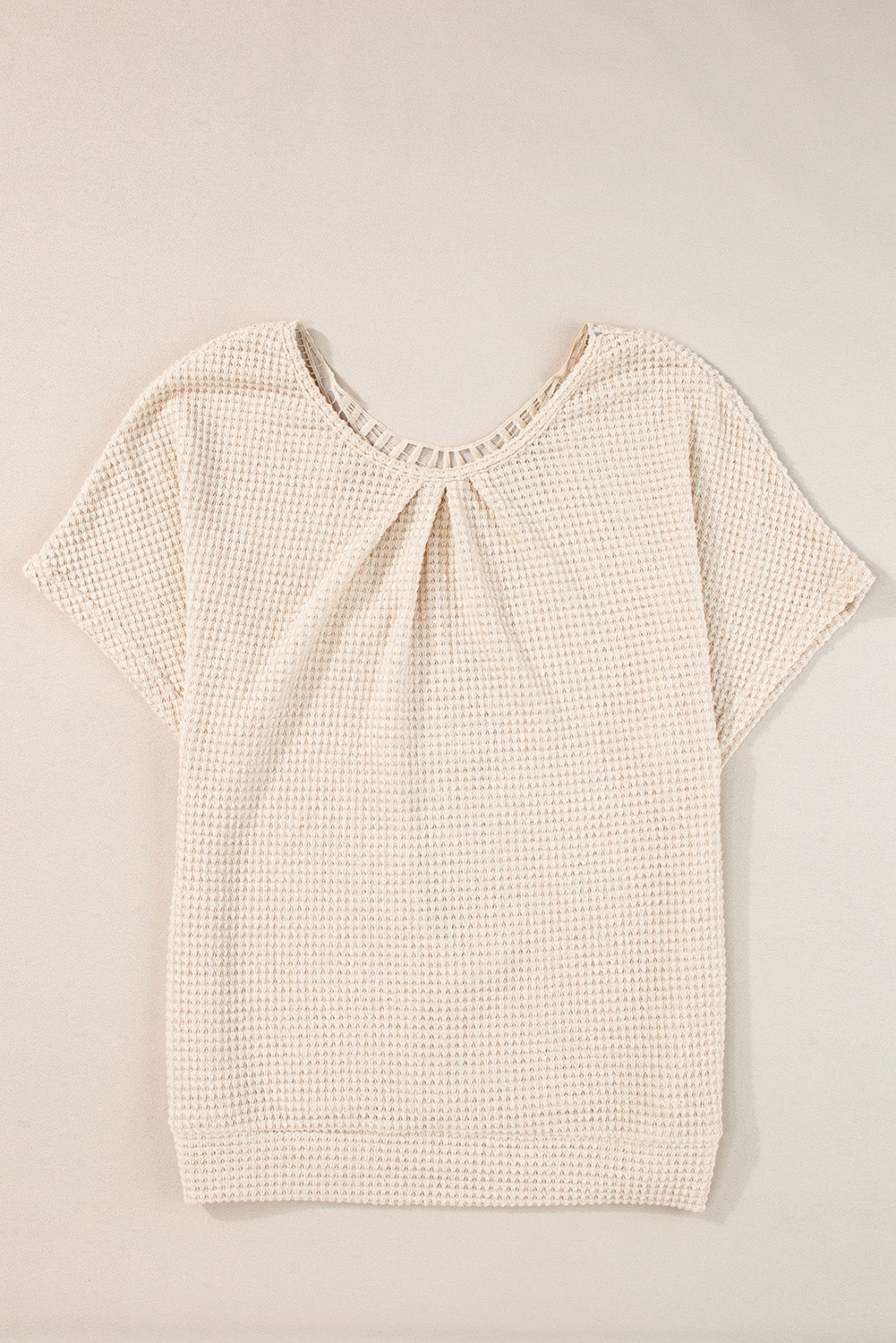 Oatmeal Lace Back Waffle Textured T-shirt