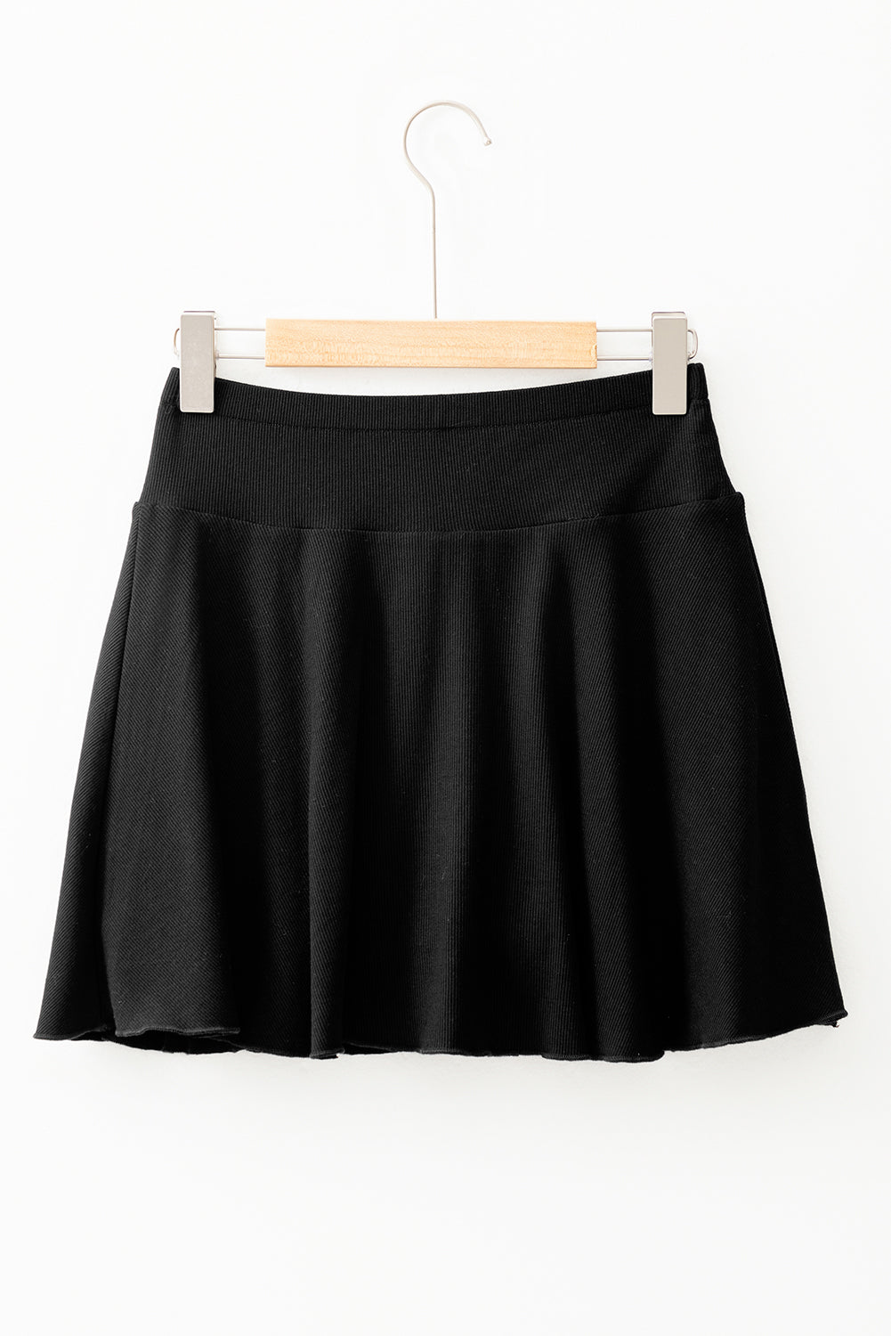 Black A-line Draped High Waist Pocketed Lined Skort