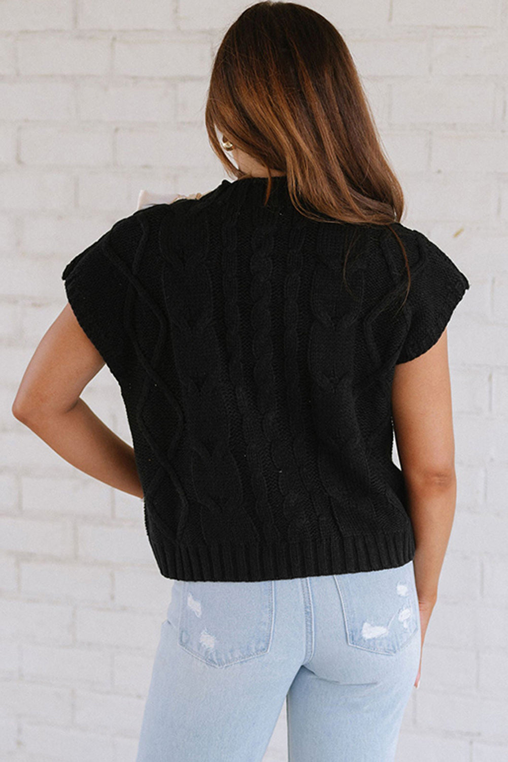 White Sweet Satin Bowknot Cable Knit Top