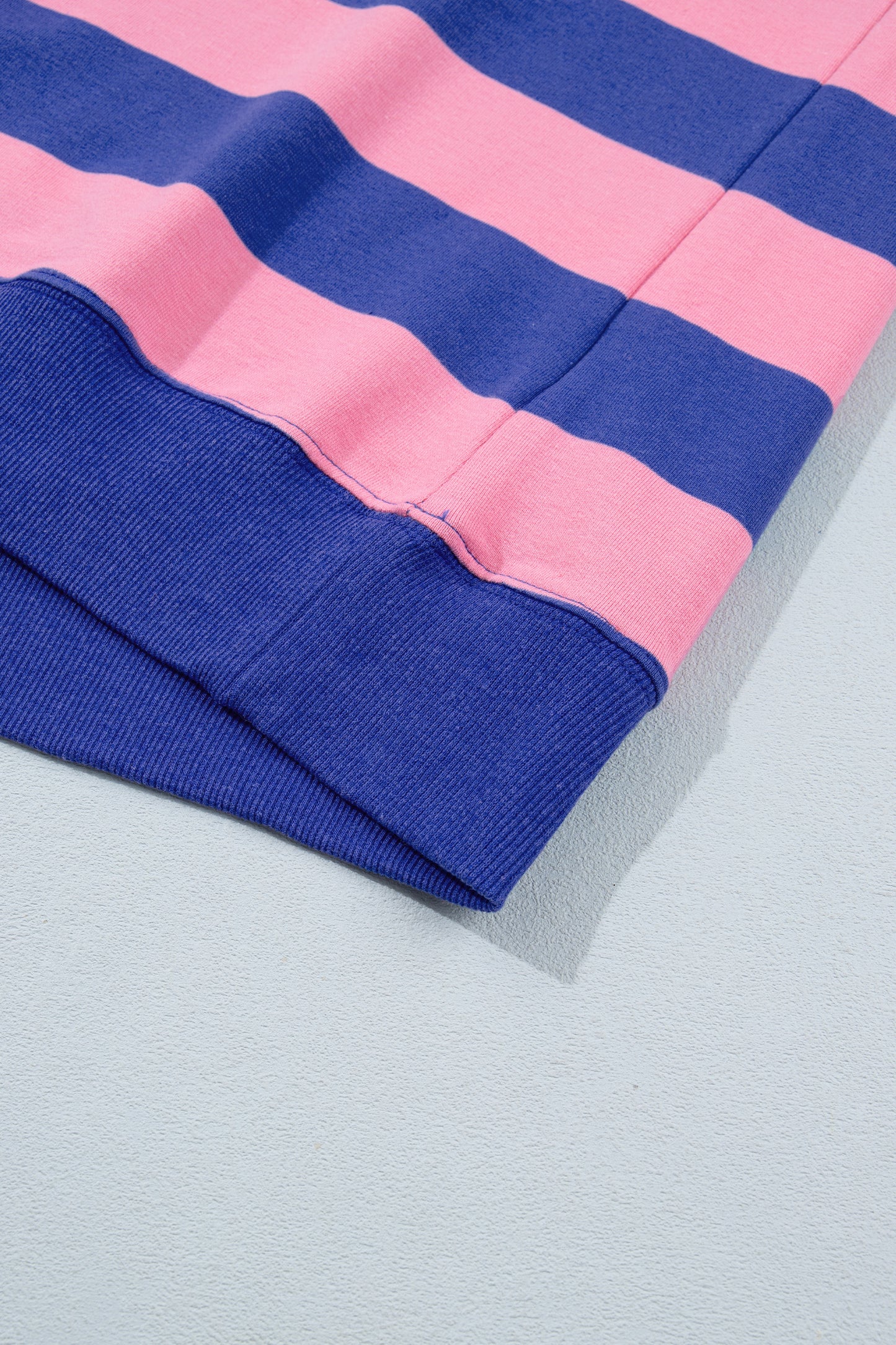 Rose Stripe Colorblock Mock Neck Relaxed Sweatshirt