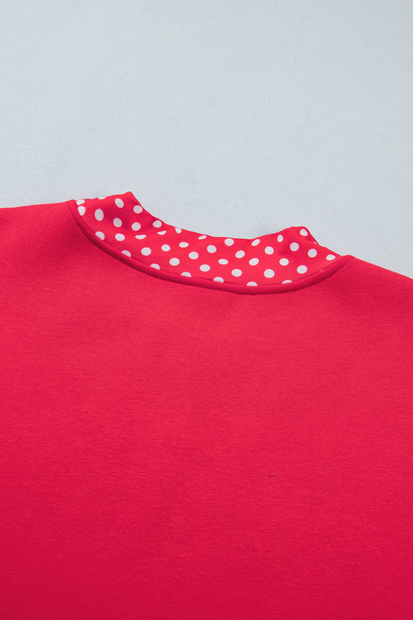 Red Colorblock Polka Dot Contrast Trim Oversized Sweatshirt