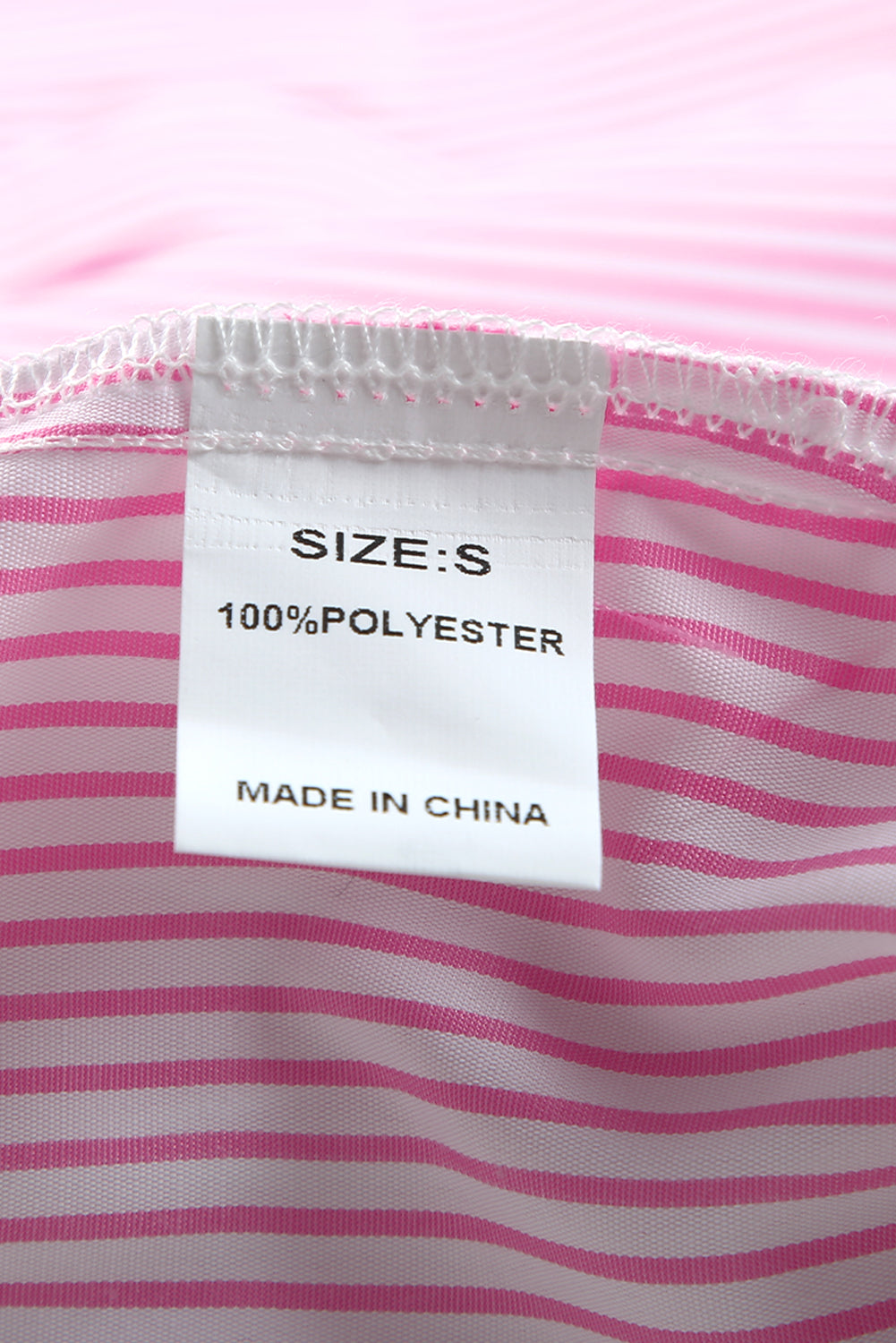 Pink Striped Casual Shirred Cuffs Shirt