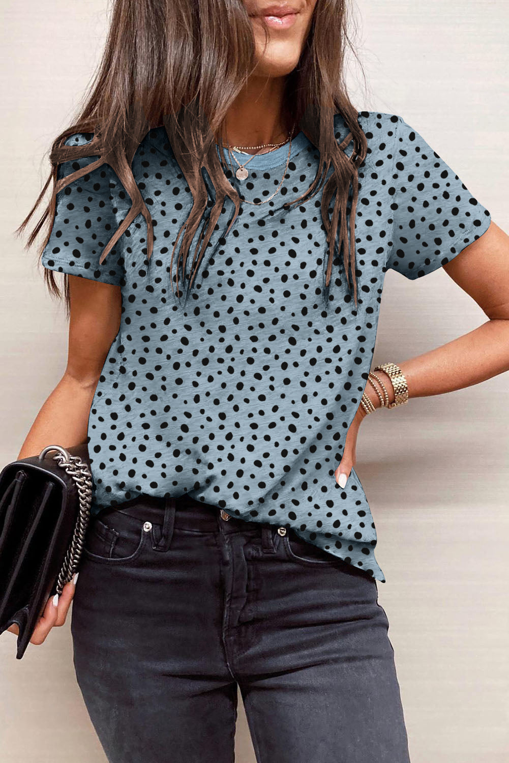 Cheetah Print Casual Crew Neck T Shirt