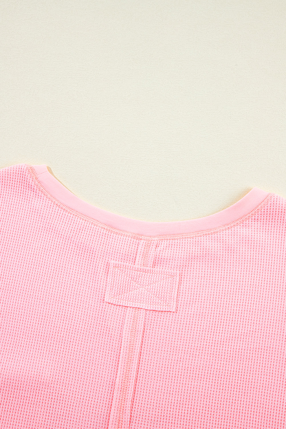 Pink Plus Size Waffle Knit Exposed Seam Tee and Shorts Set