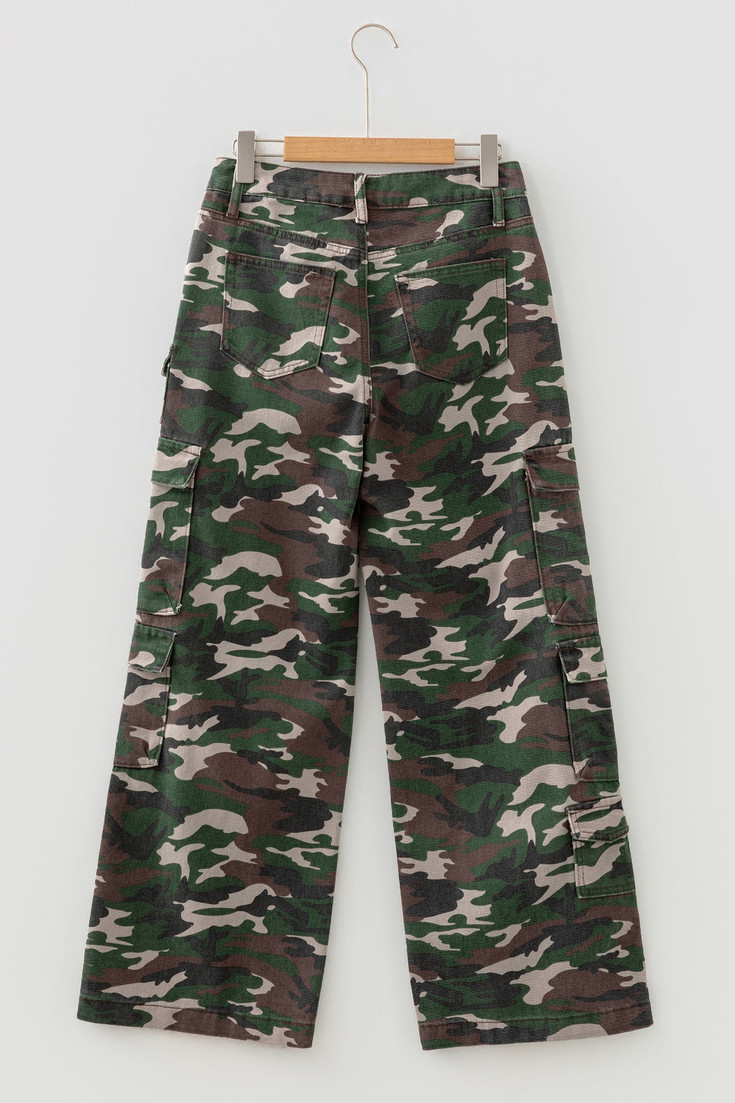 Green Camo Cargo Wide Leg Pants