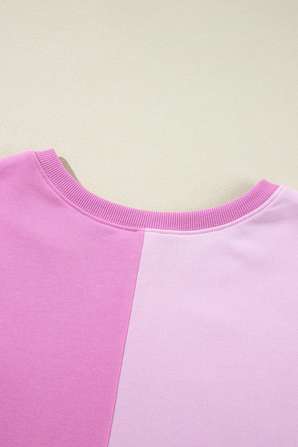 Pink Colorblock High Low Loose Henley Sweatshirt