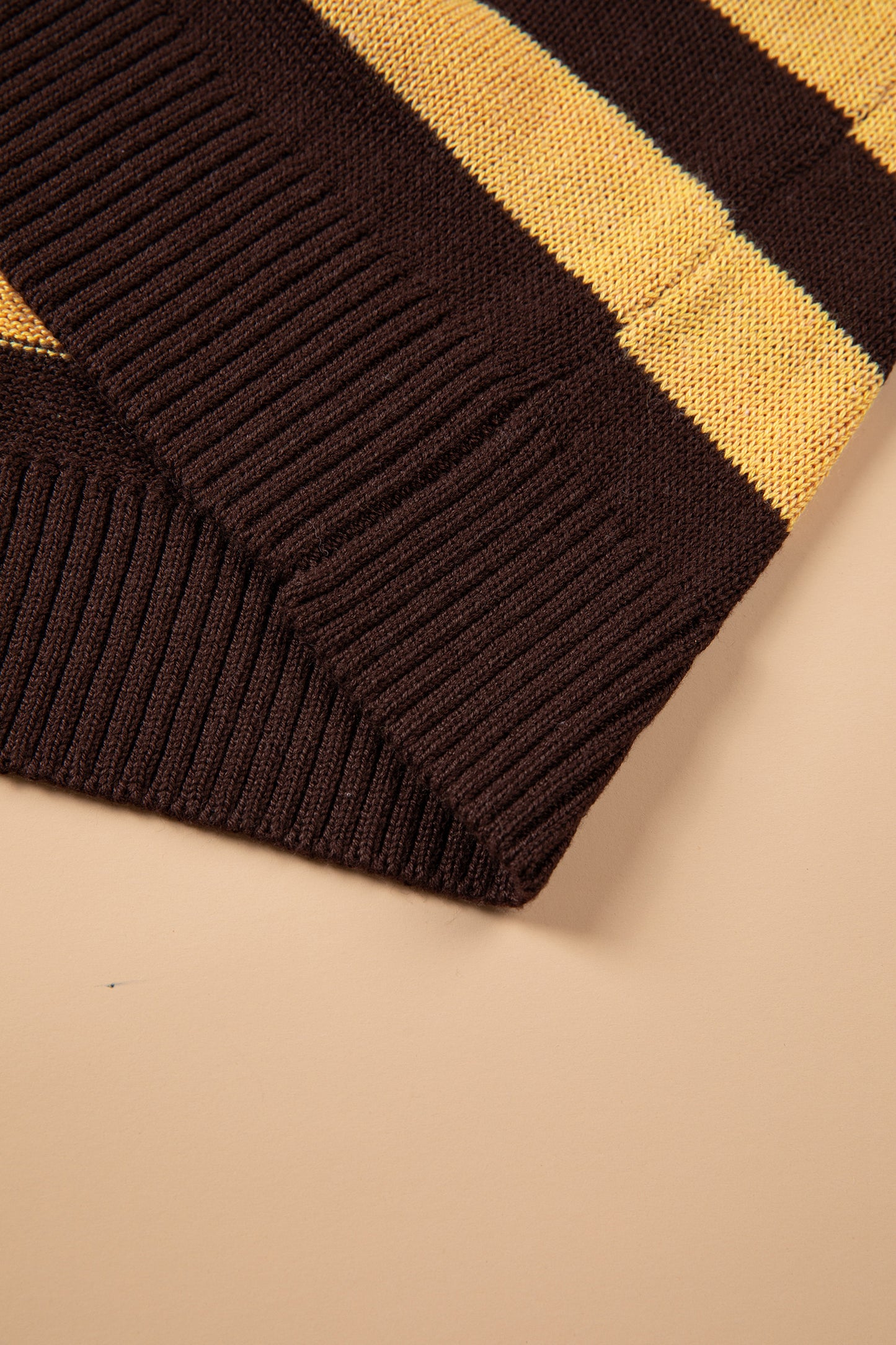 Brown Stripe Striped Drop Shoulder Colorblock Pullover Sweater