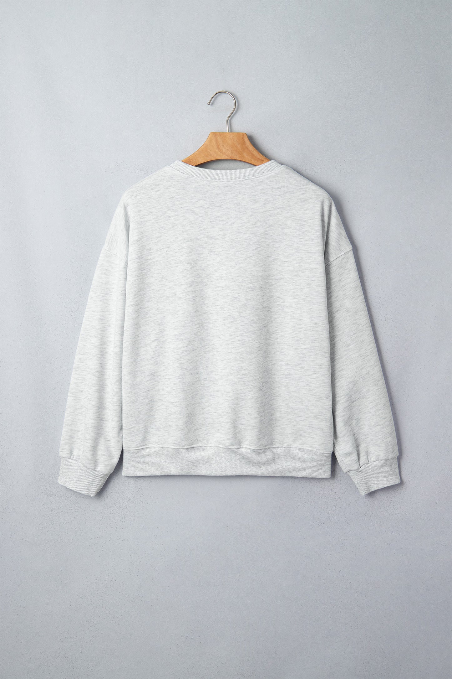 Light Grey Game Day Letter Embroidery Long Sleeve Round Neck Sweatshirt