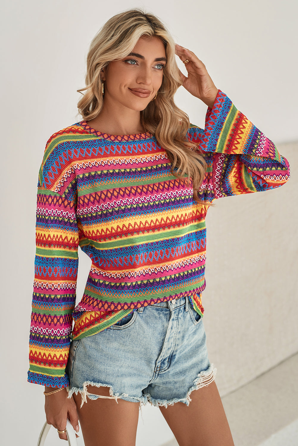 Multicolor Drop Shoulder Knit Top