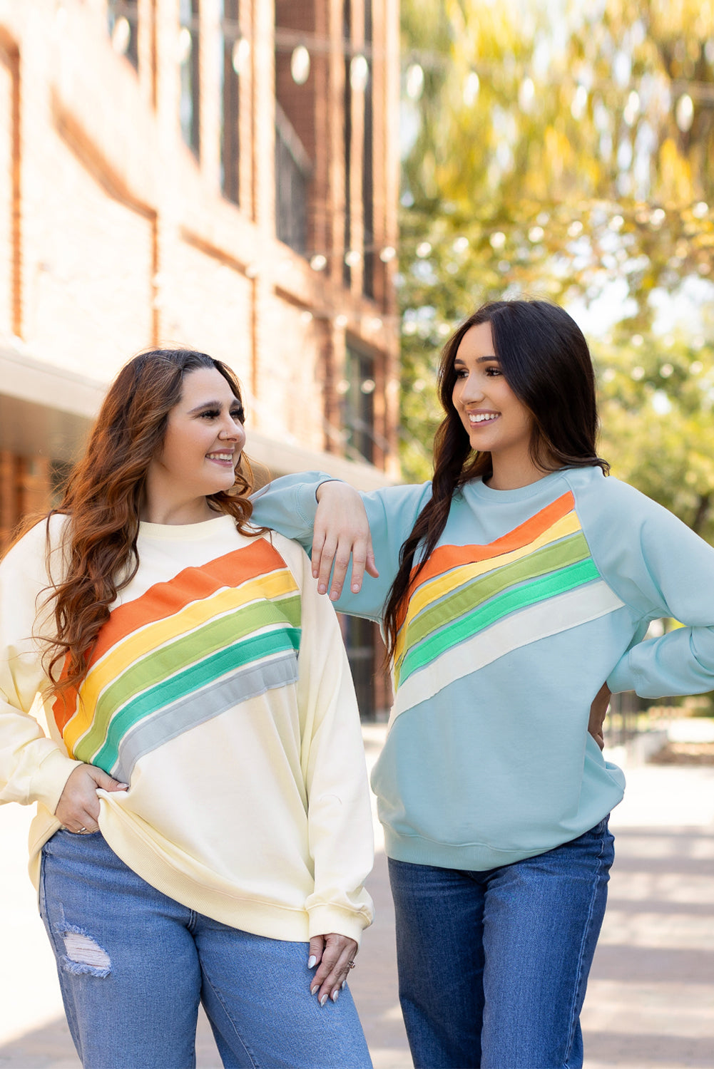 White Rainbow Colorblock Plus Size Sweatshirt