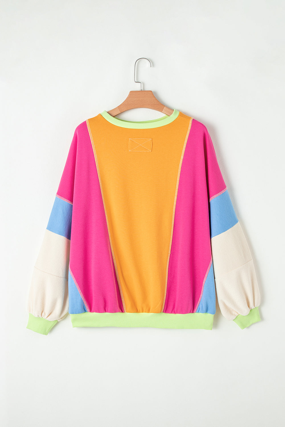 Orchid Petal Colorblock Patchwork Drop Shoulder Top