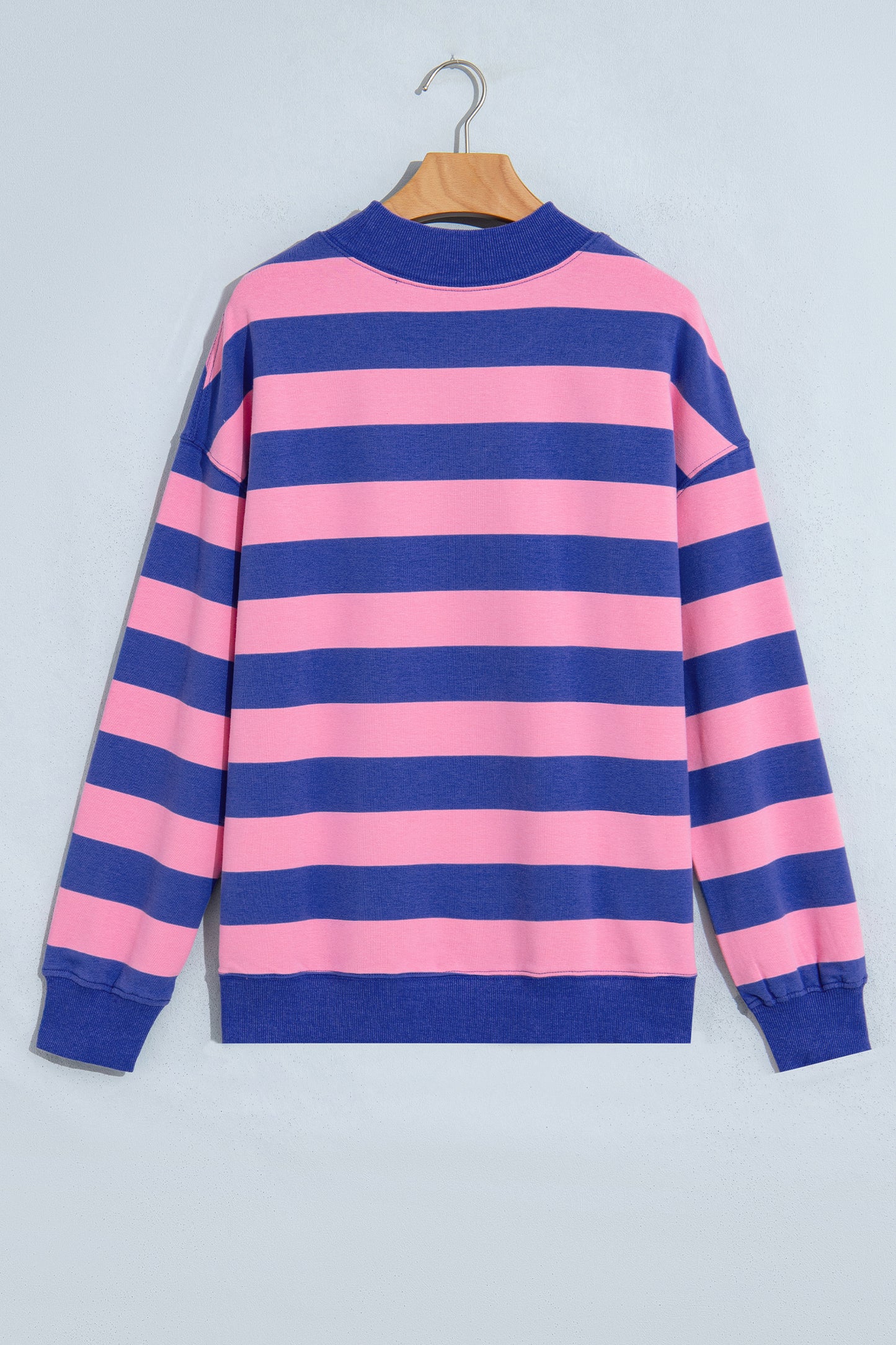 Rose Stripe Colorblock Mock Neck Relaxed Sweatshirt