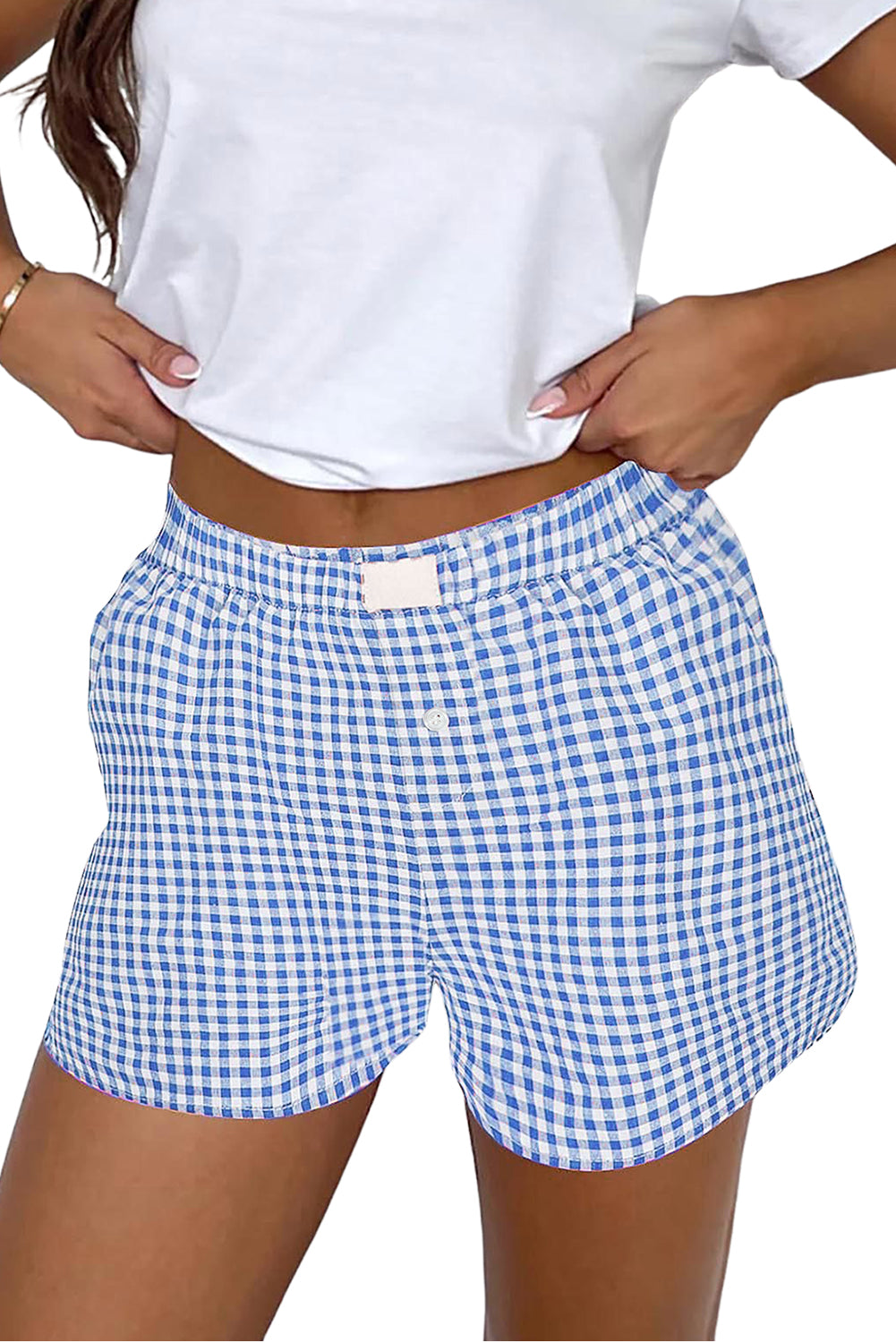 Vintage Plaid Print High Waisted Loose Wide Leg Shorts