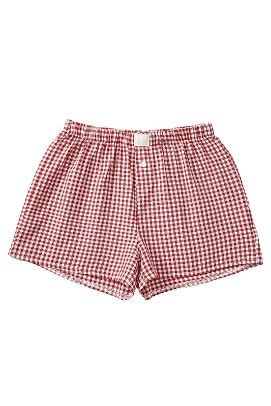 Vintage Plaid Print High Waisted Loose Wide Leg Shorts