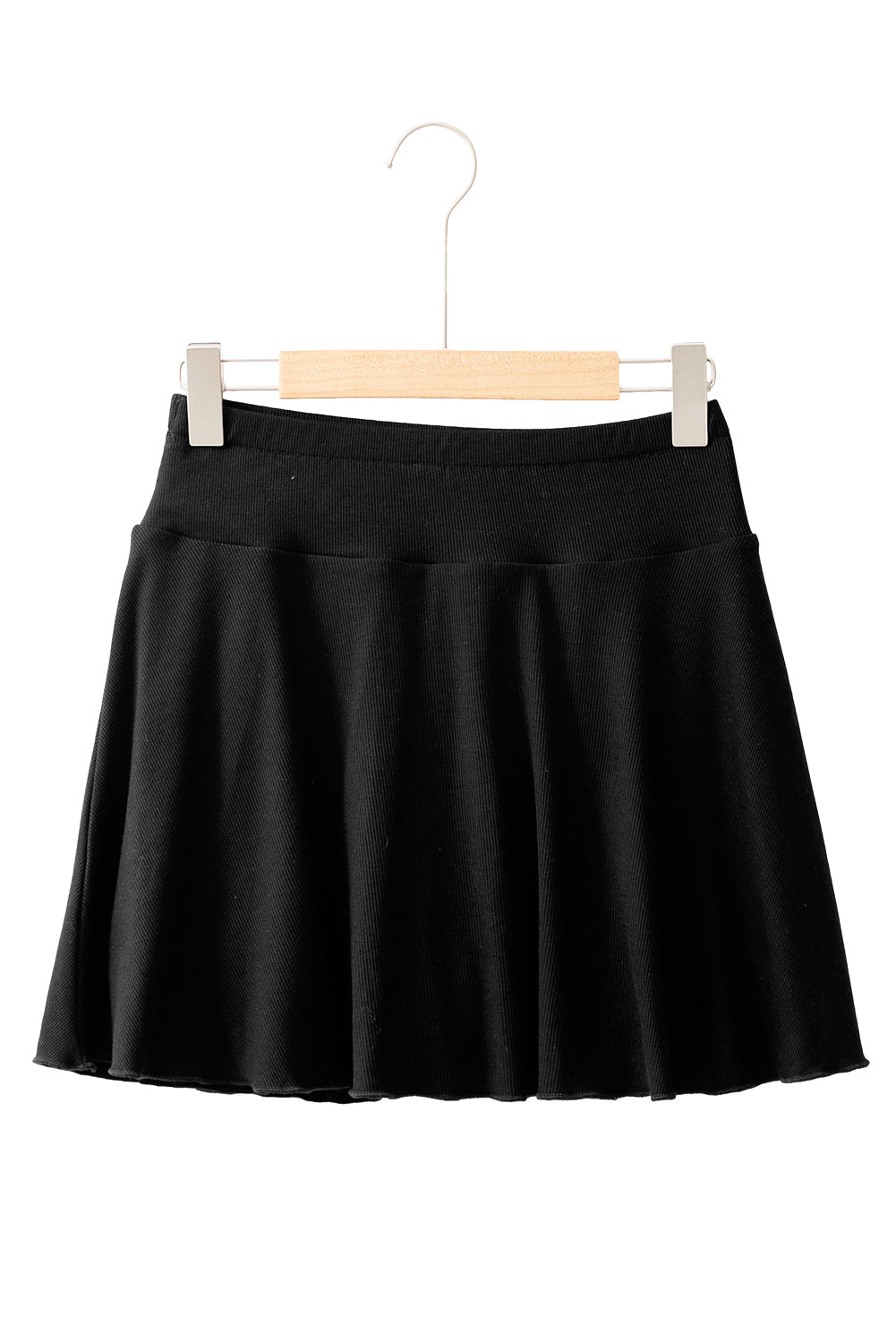 Black A-line Draped High Waist Pocketed Lined Skort