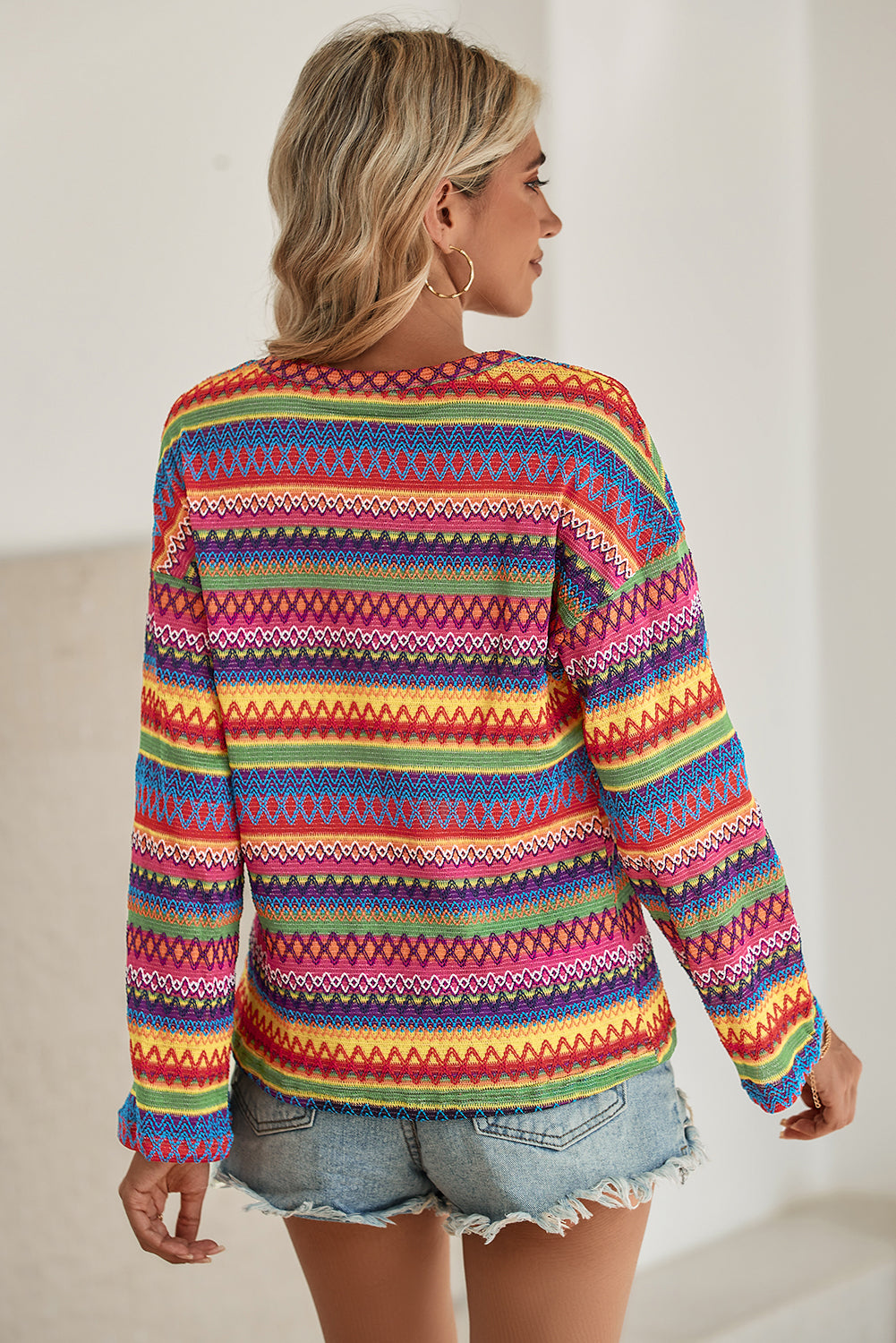 Multicolor Drop Shoulder Knit Top