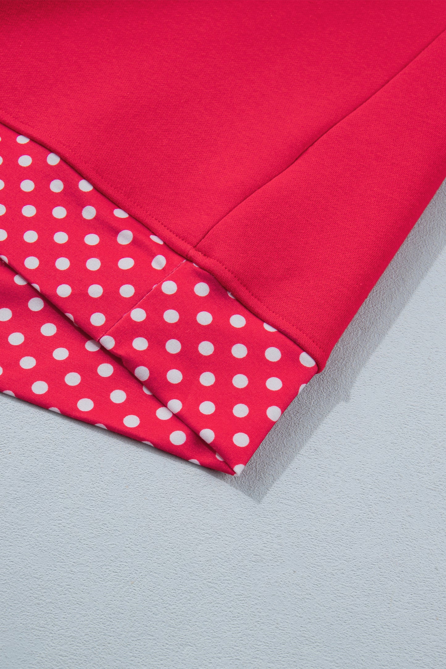 Red Colorblock Polka Dot Contrast Trim Oversized Sweatshirt