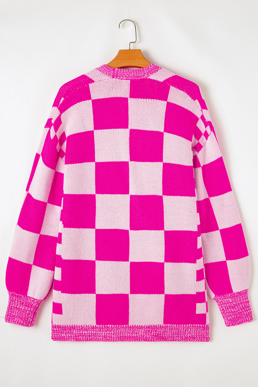 Pink Checkered Cardigan