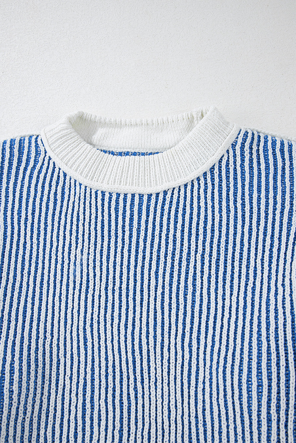 Chestnut Striped Contrast Trim Loose Sweater