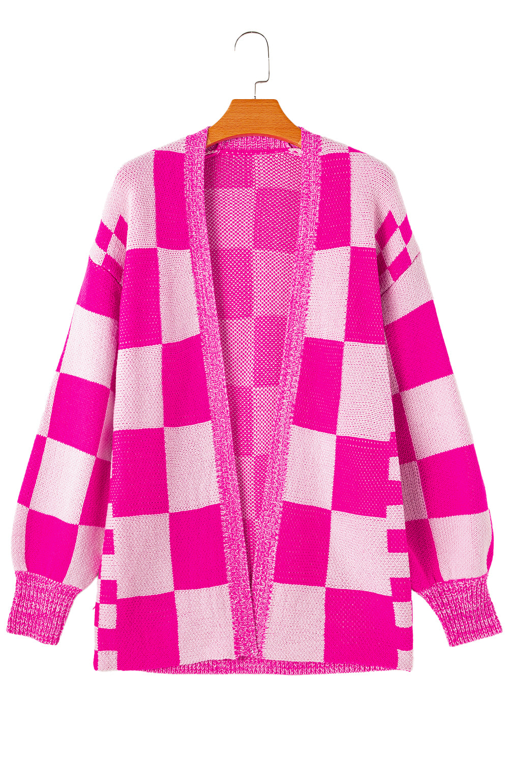 Pink Checkered Cardigan