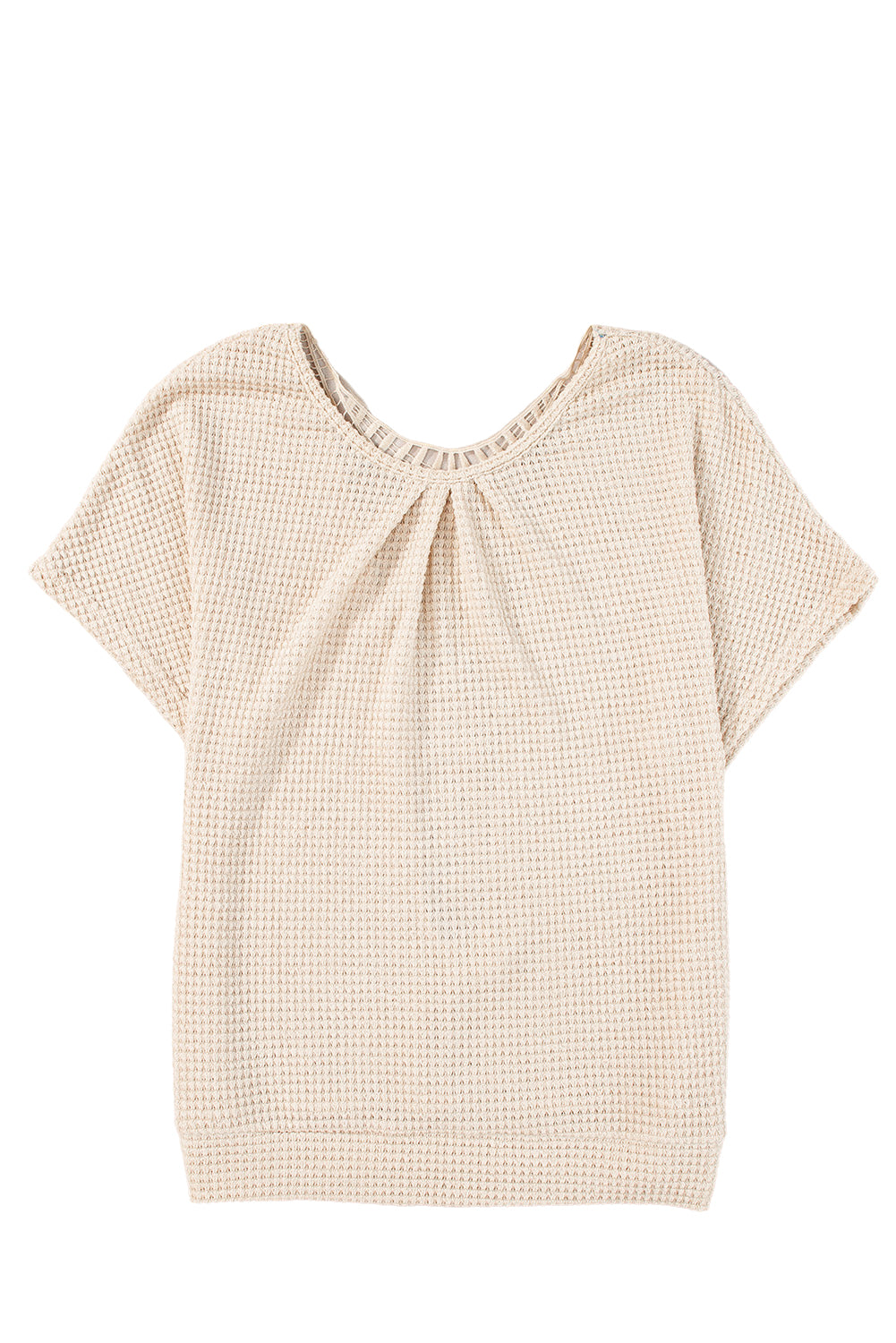 Oatmeal Lace Back Waffle Textured T-shirt