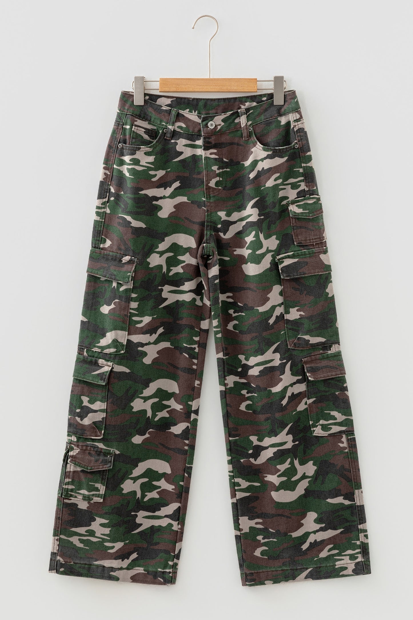 Green Camo Cargo Wide Leg Pants