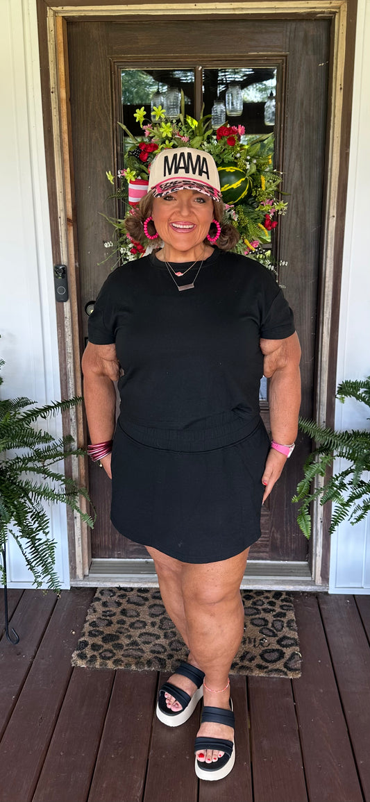 Cropped Tee and Ruffle High Waist Skort Set