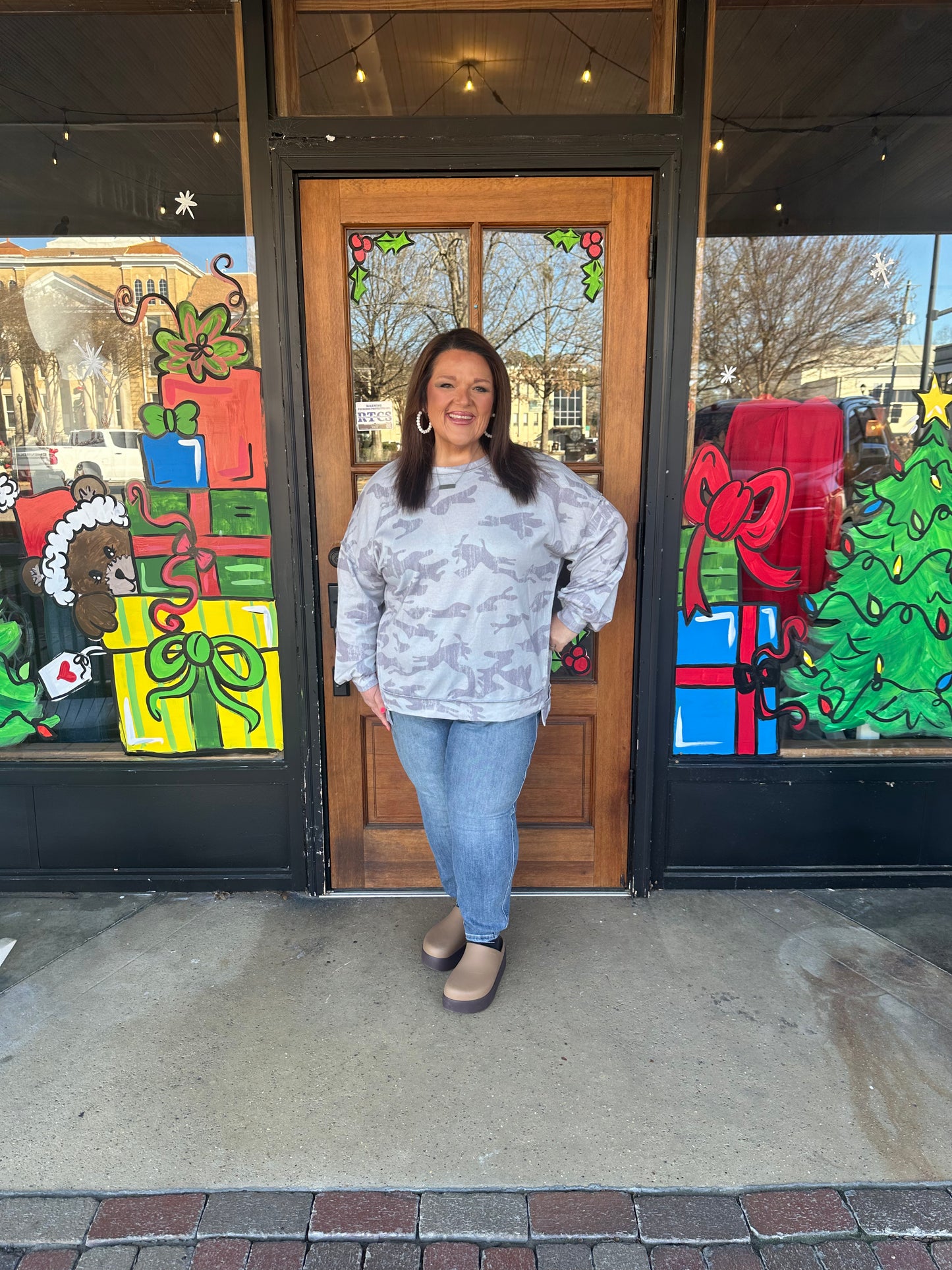 Multicolour Camouflage Print Round Neck Plus Size Sweatshirt