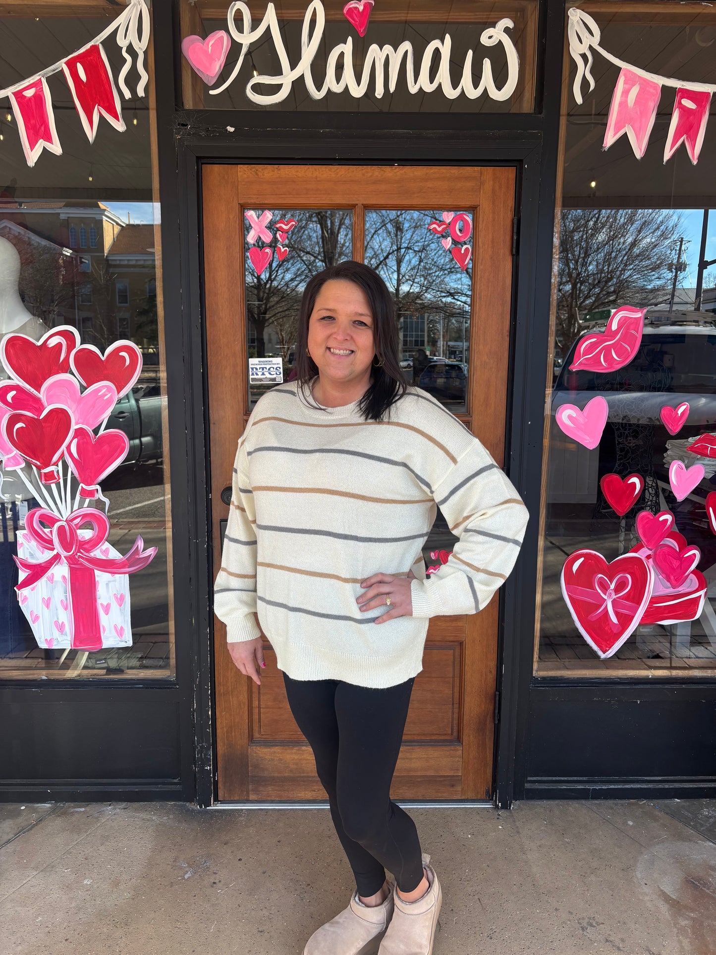 Multicolour Striped Drop Shoulder Plus Size Sweater