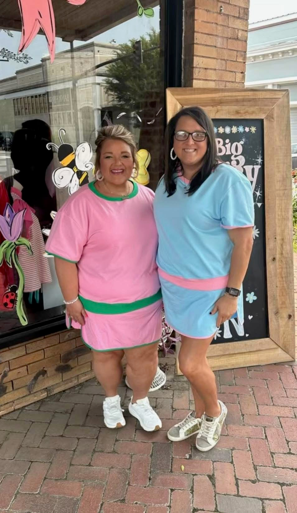 Colorblock Edge Drop Shoulder T Shirt and Skort 2Pcs Set