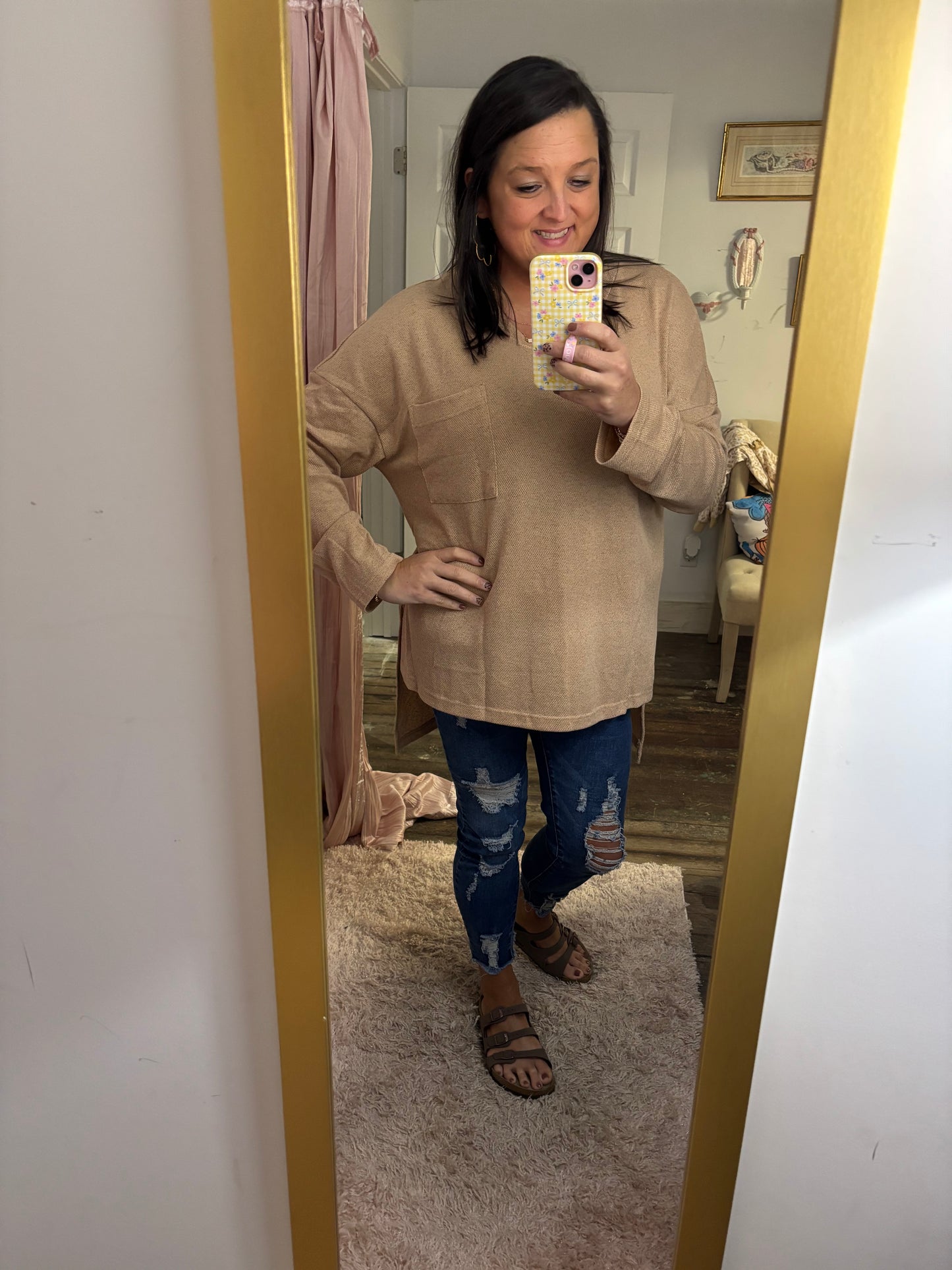 Parchment Plus Size Drop Shoulder Knit Tunic Top