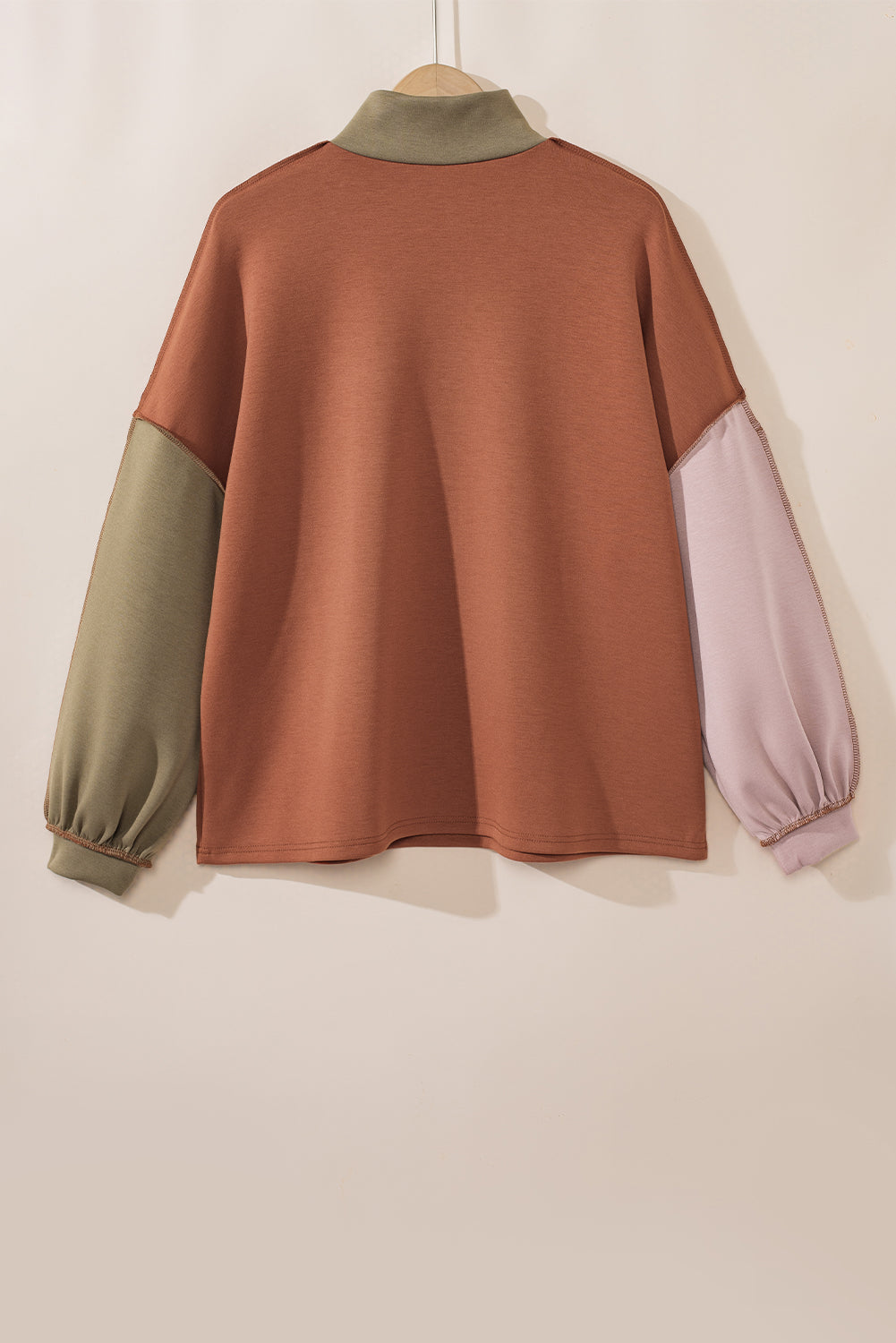 Gold Flame Plus Size Colorblock Exposed Seam Sweatshirt