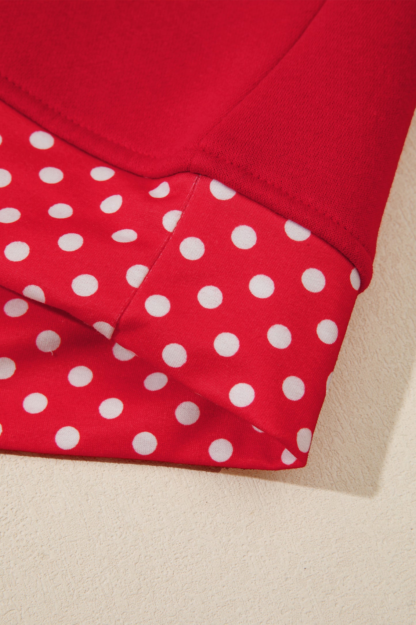 Red Polka Dot Patchwork Round Neck Plus Size Sweatshirt