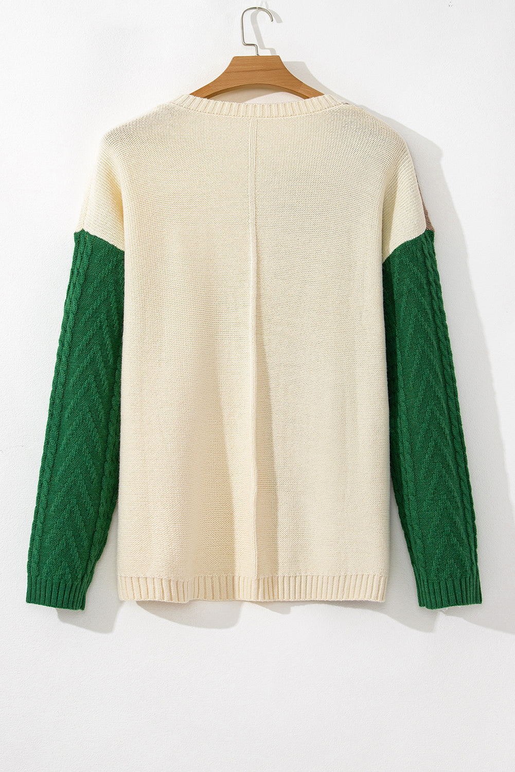 Mist Green Colorblock Plus Size Drop Shoulder Sweater