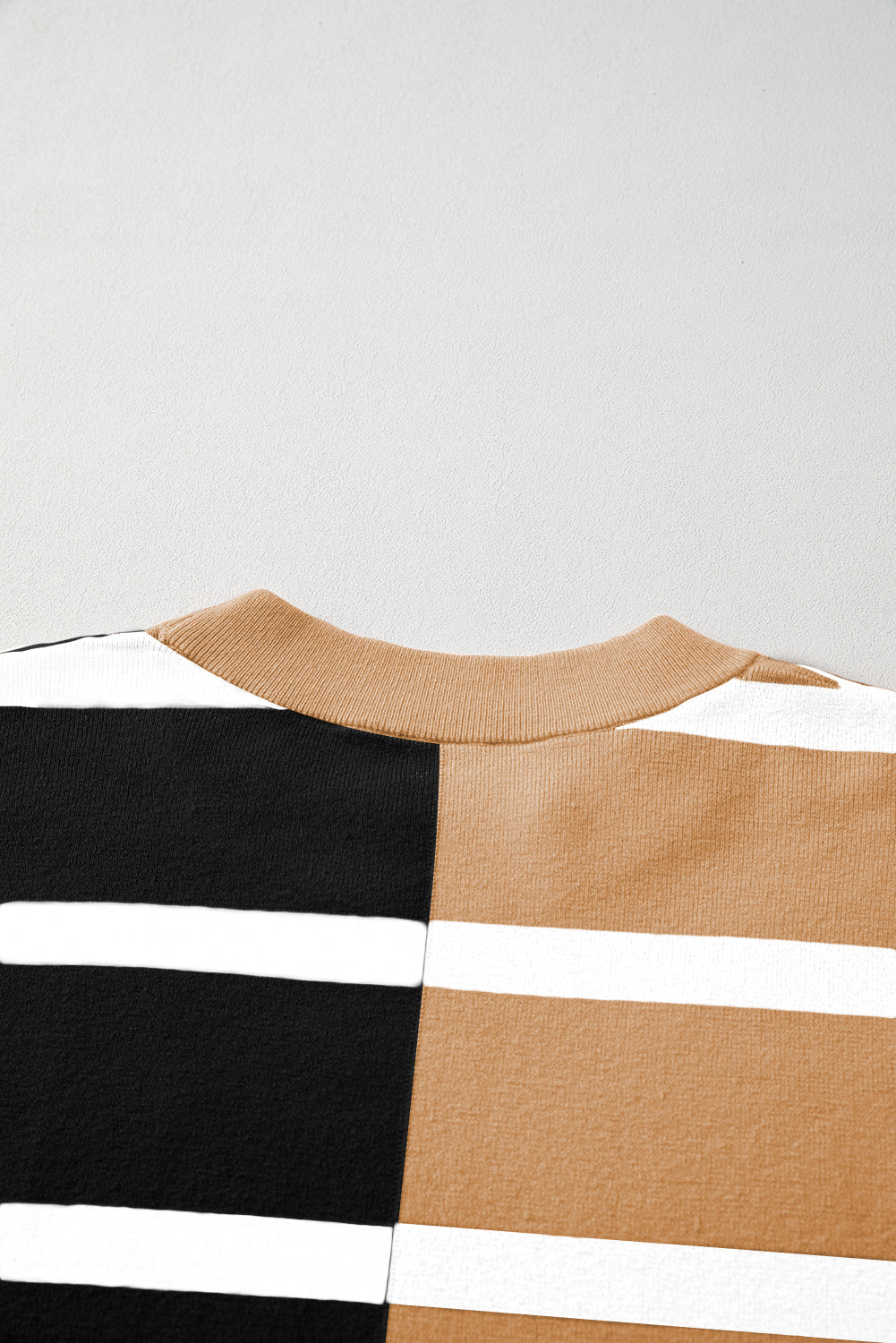 Khaki Stripe Exposed Seam Loose Sweatshirts