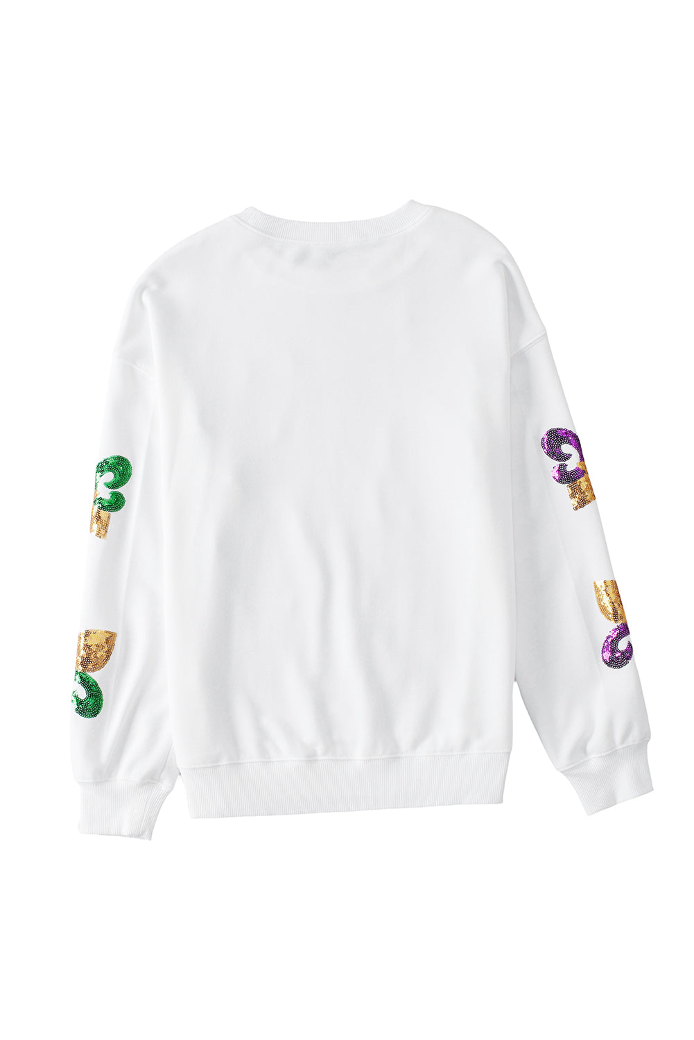 Khaki Sequin MARDI GRAS Graphic Pullover Sweatshirt