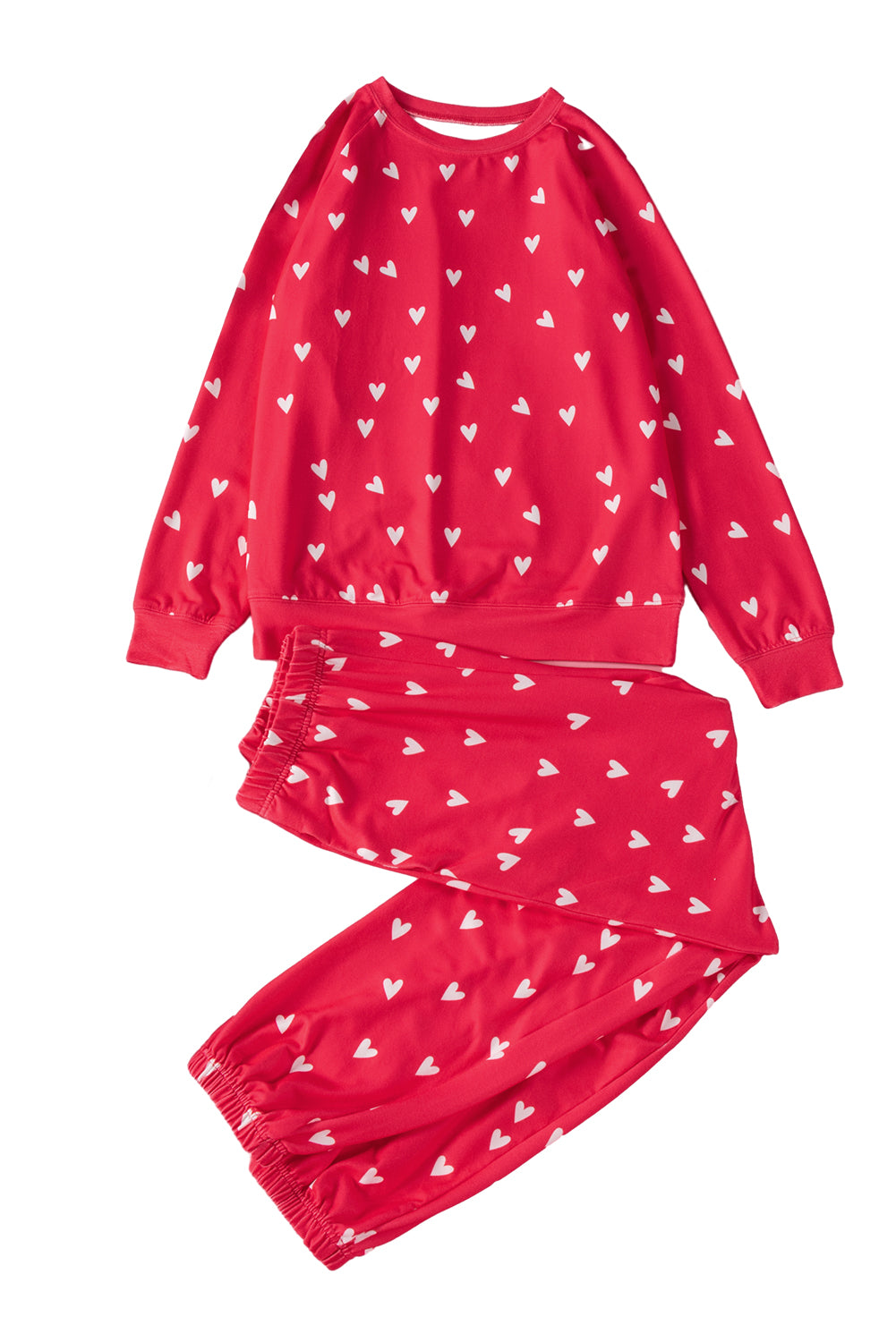 Red Heart Print Raglan Sleeve Top and Pants Set