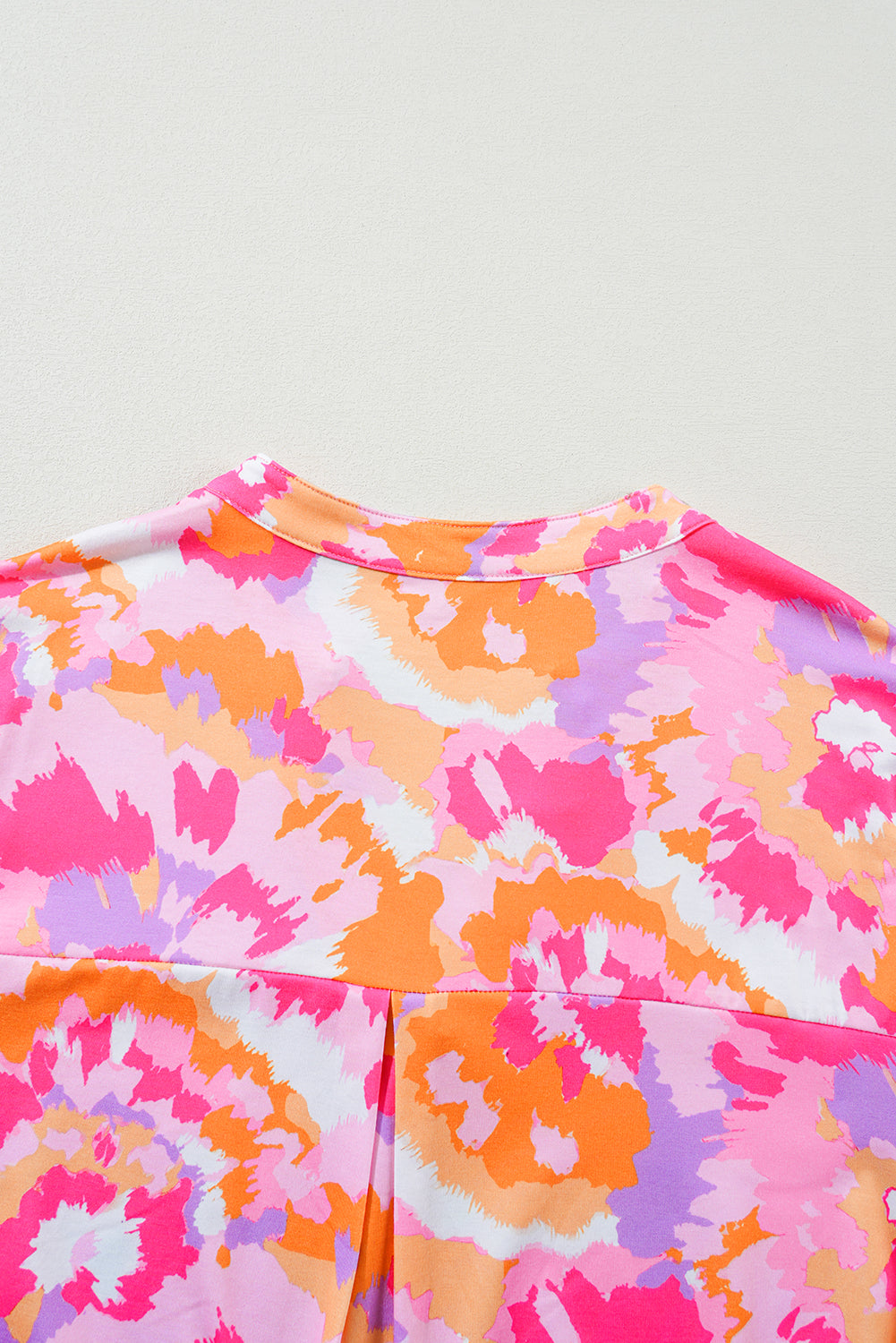 Pink Plus Size Abstract Print V Neck Blouse